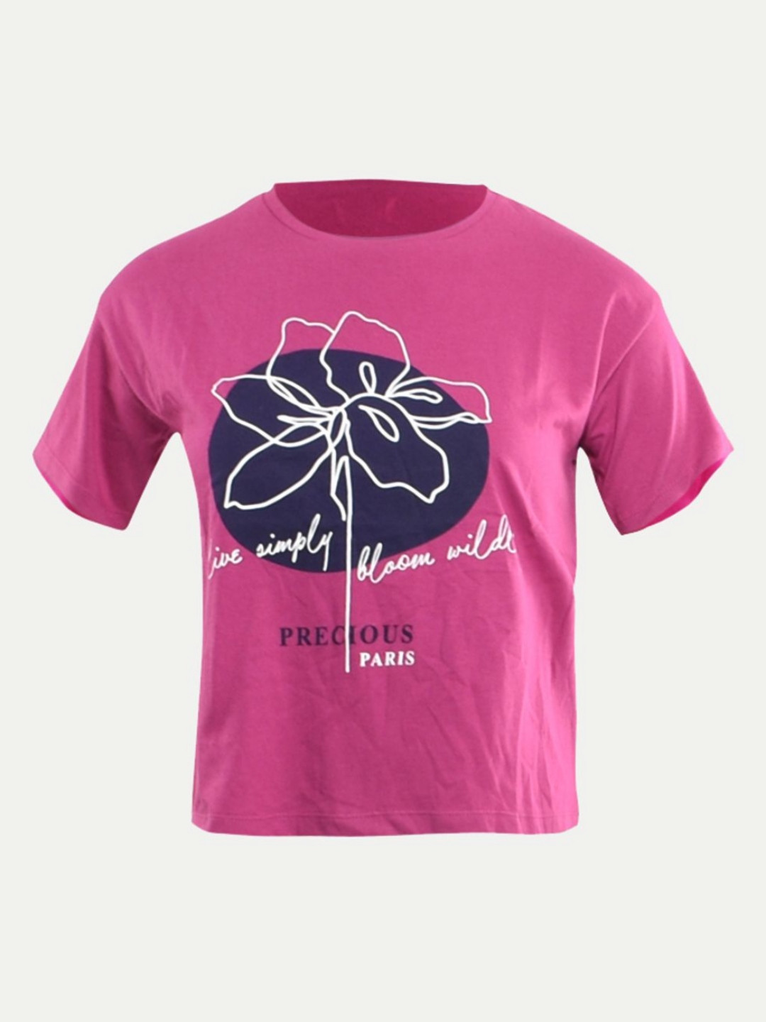 

BAESD Girls Checked Applique T-shirt, Pink