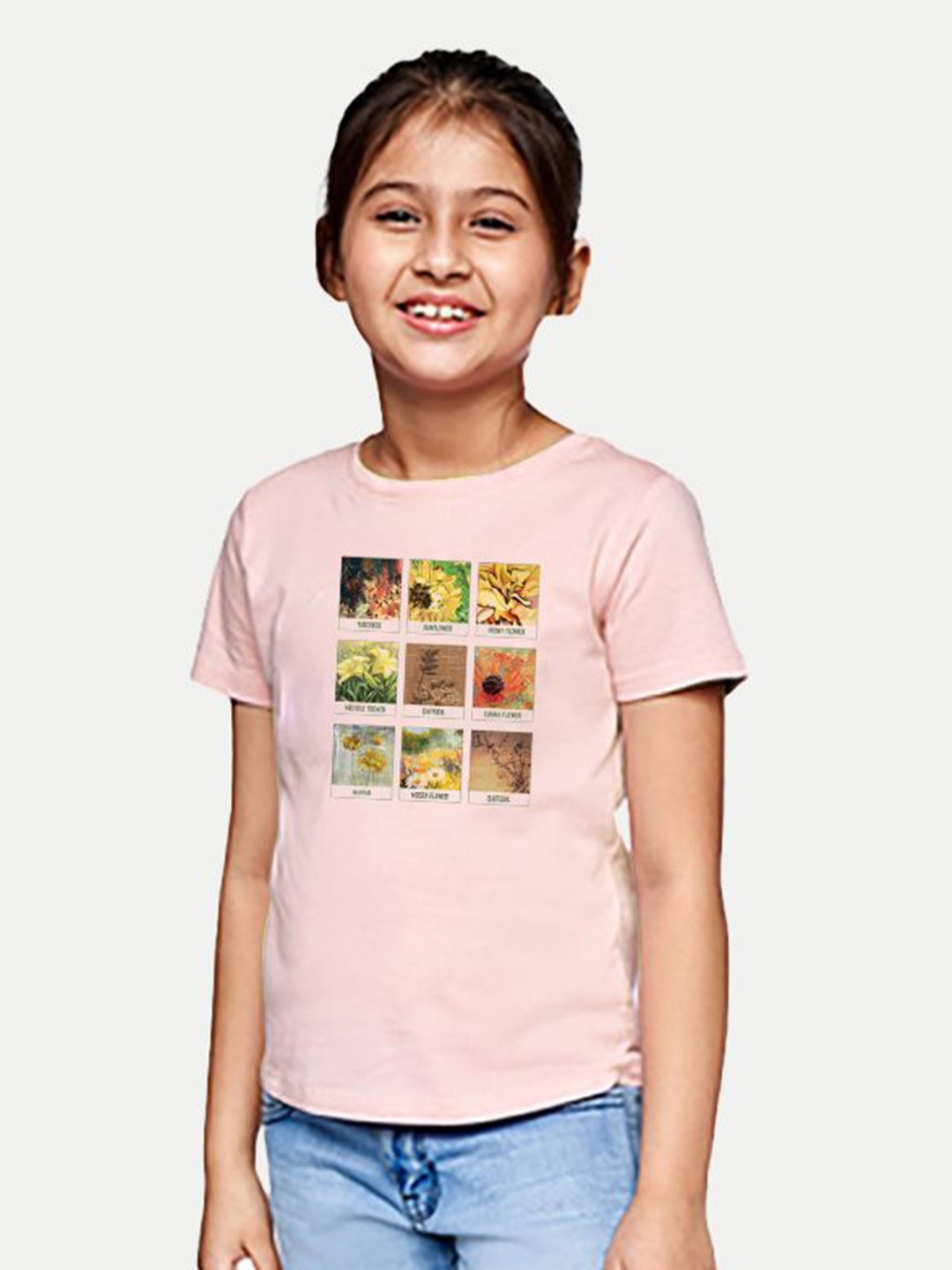 

BAESD Girls Graphic Printed Round Neck Cotton T-Shirt, Pink