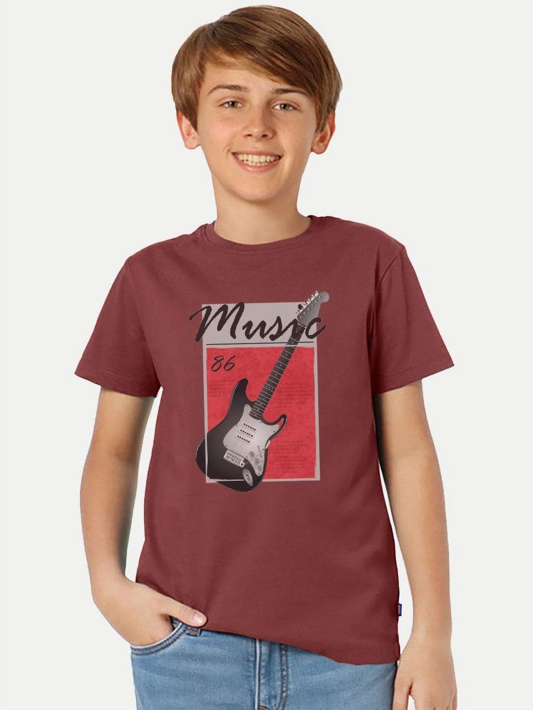 

BAESD Boys Graphic Printed Round Neck Cotton T-Shirt, Red