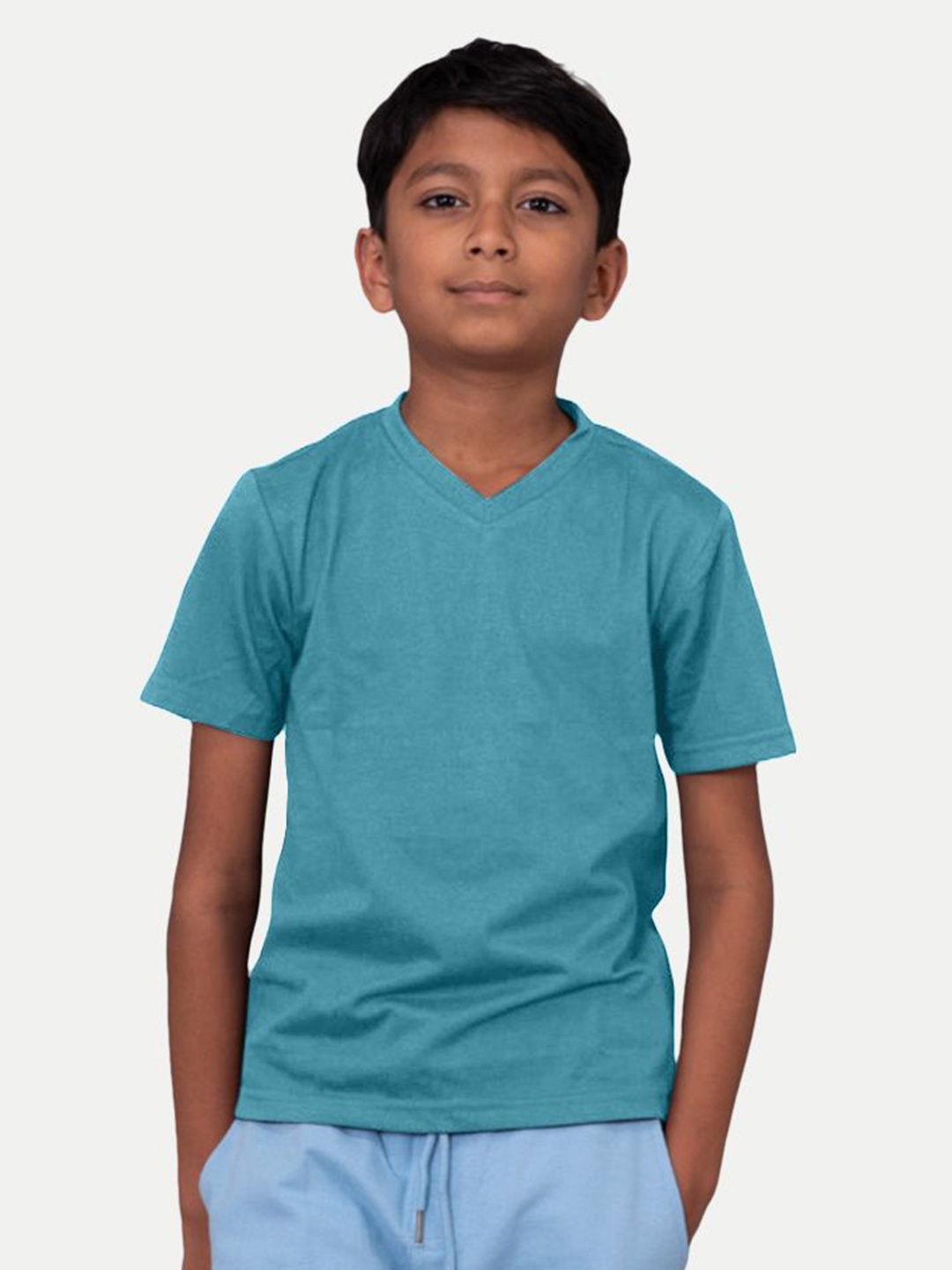 

BAESD Boys Solid V-Neck Cotton T-Shirt, Blue