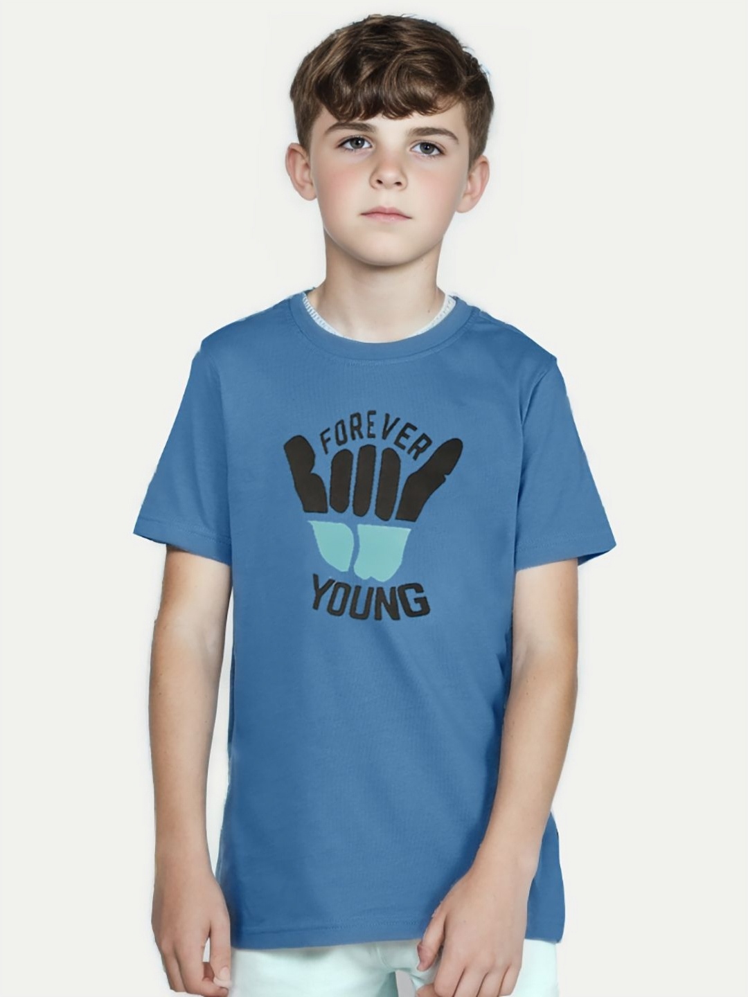 BAESD Boys Graphic Printed Round Neck Cotton T-Shirt, Blue