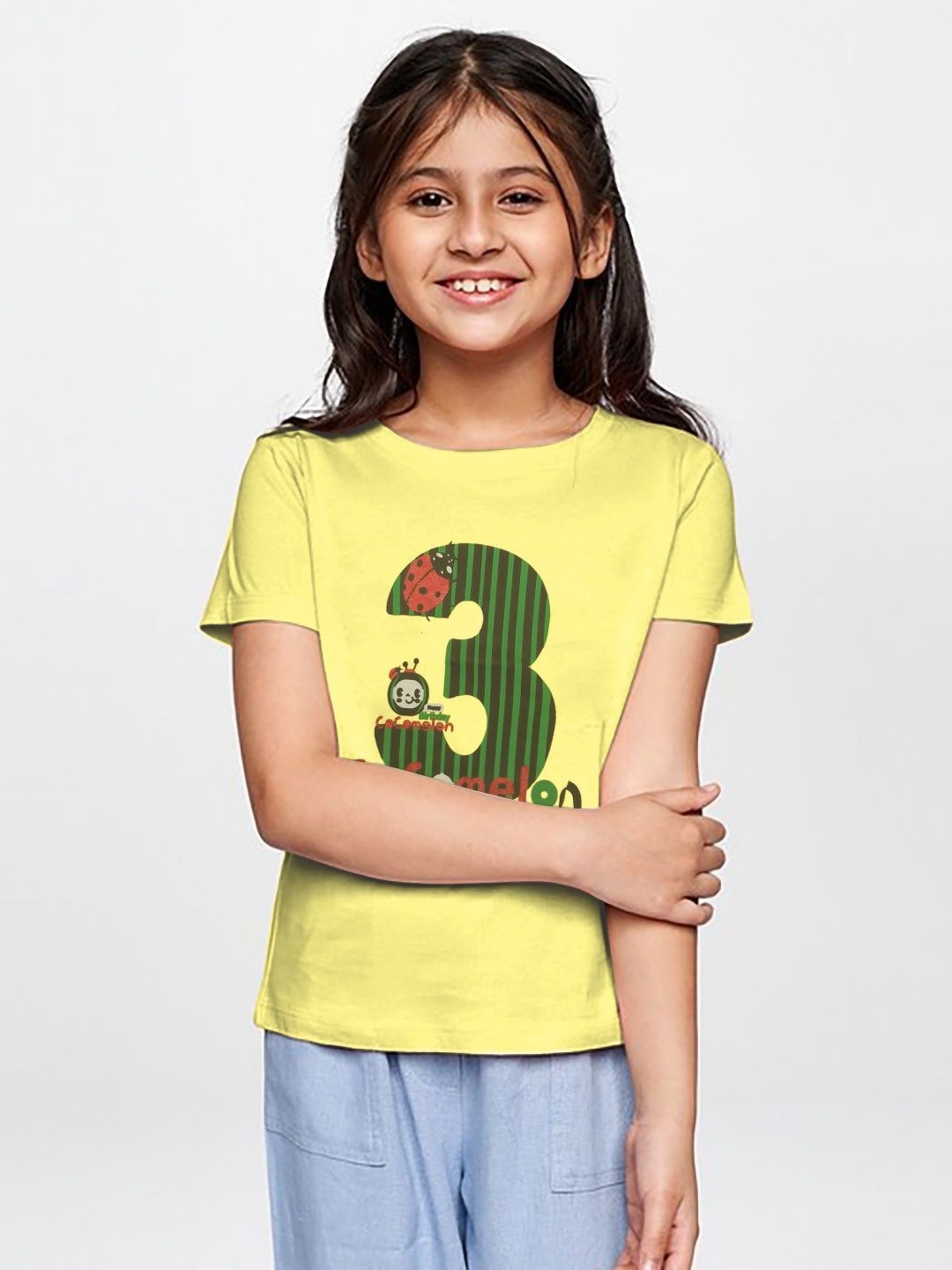 

BAESD Girls Graphic Printed Round Neck Cotton T-Shirt, Yellow