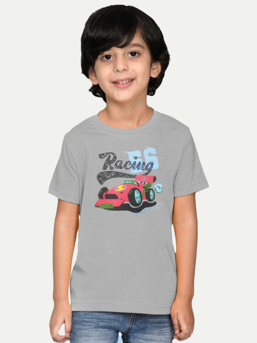 

BAESD Boys Graphic Printed Round Neck Cotton T-Shirt, Grey