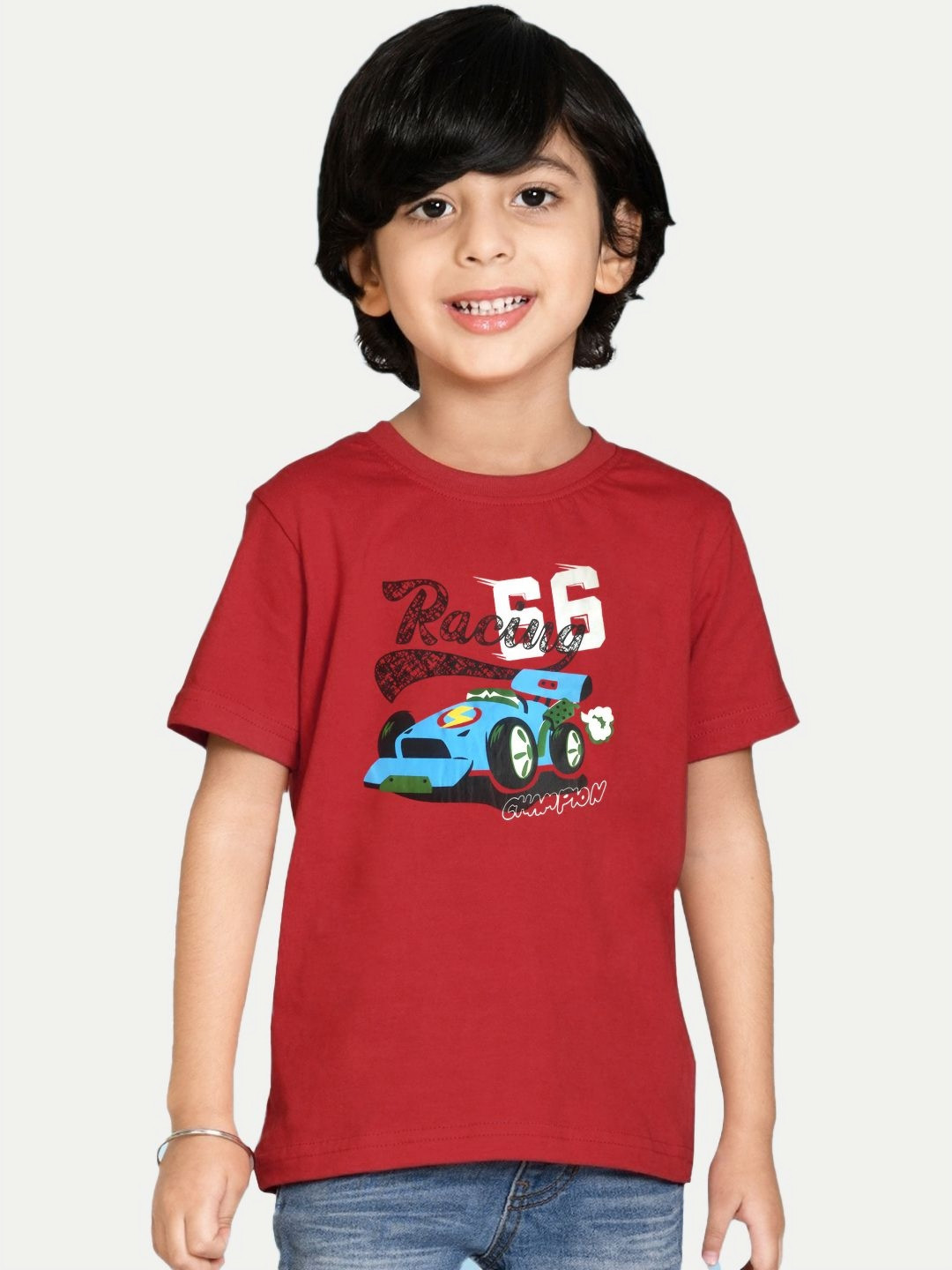 

BAESD Boys Graphic Printed Round Neck Cotton T-Shirt, Red