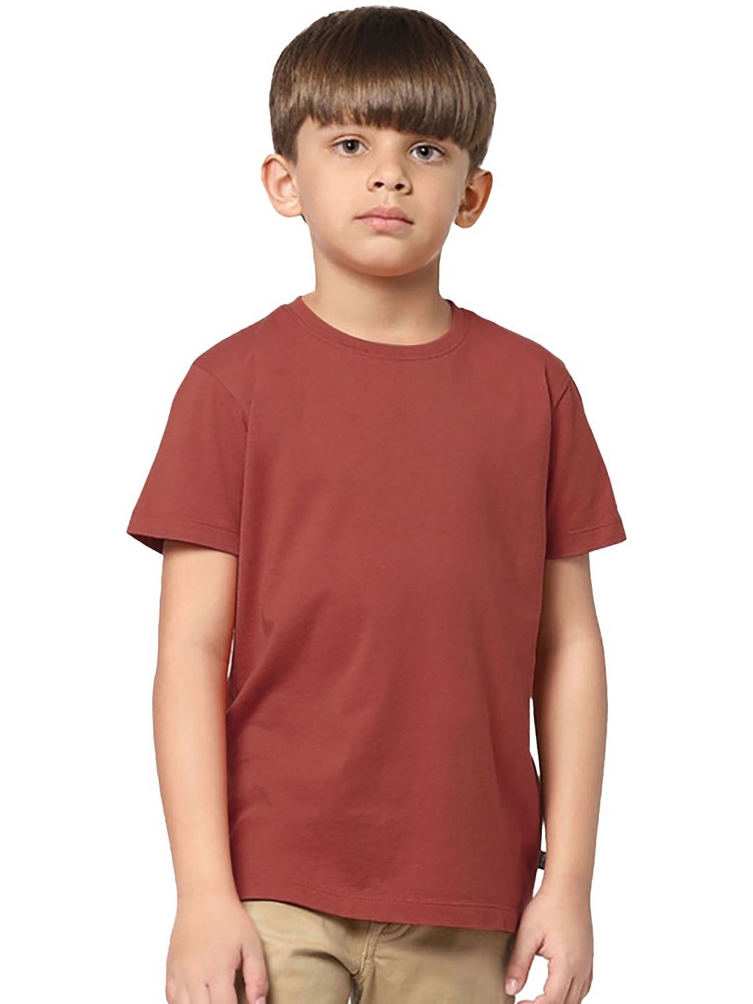 

BAESD Boys Solid Round Neck Cotton T-Shirt, Maroon