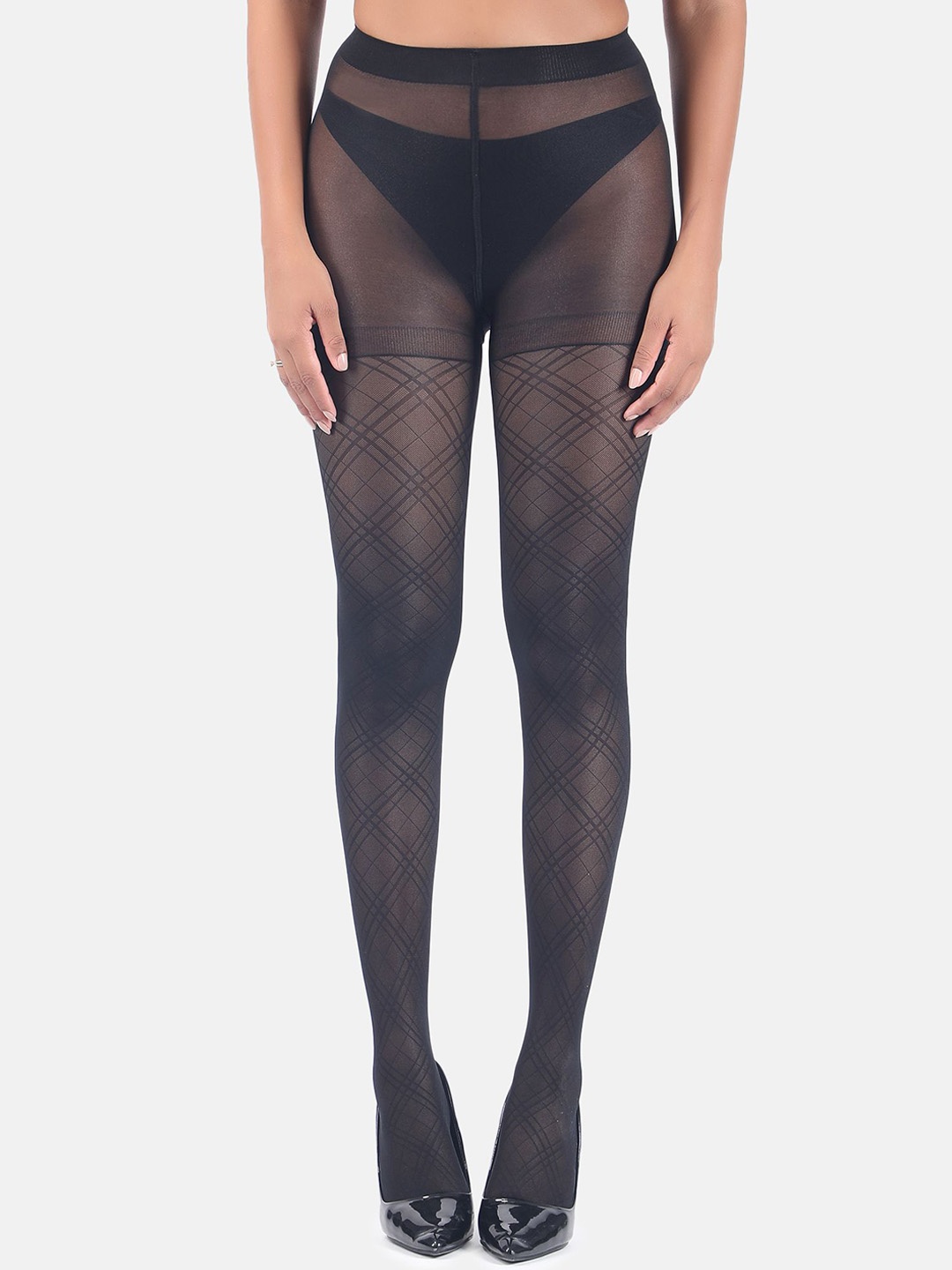 

N2S NEXT2SKIN Women Patterned Pantyhose Stockings, Black