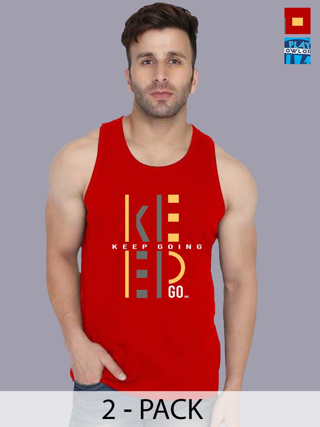 

SLOWLORIS Pack Of 2 Men Printed Gym Vest, Black