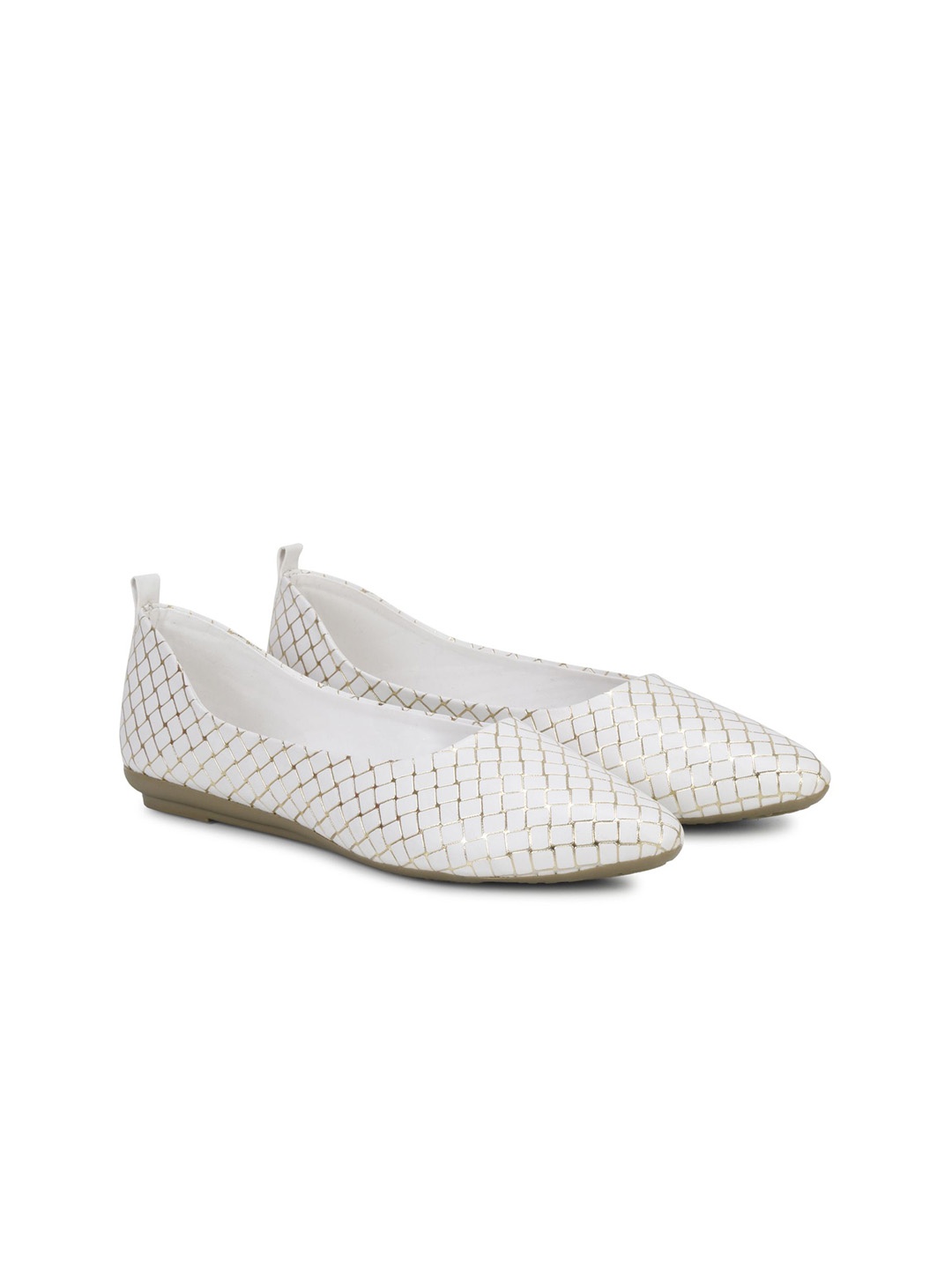 

TRY FEET Women Printed Pointed Toe Ballerinas Flats, White