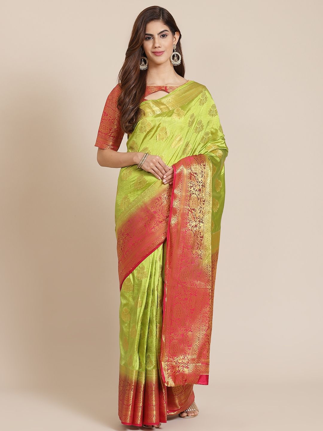 

KALINI Woven Design Zari Banarasi Saree, Green