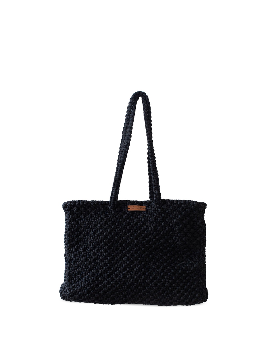 

DECORDILL Oversized Shopper Hand-Knotted Shoulder Bag, Black