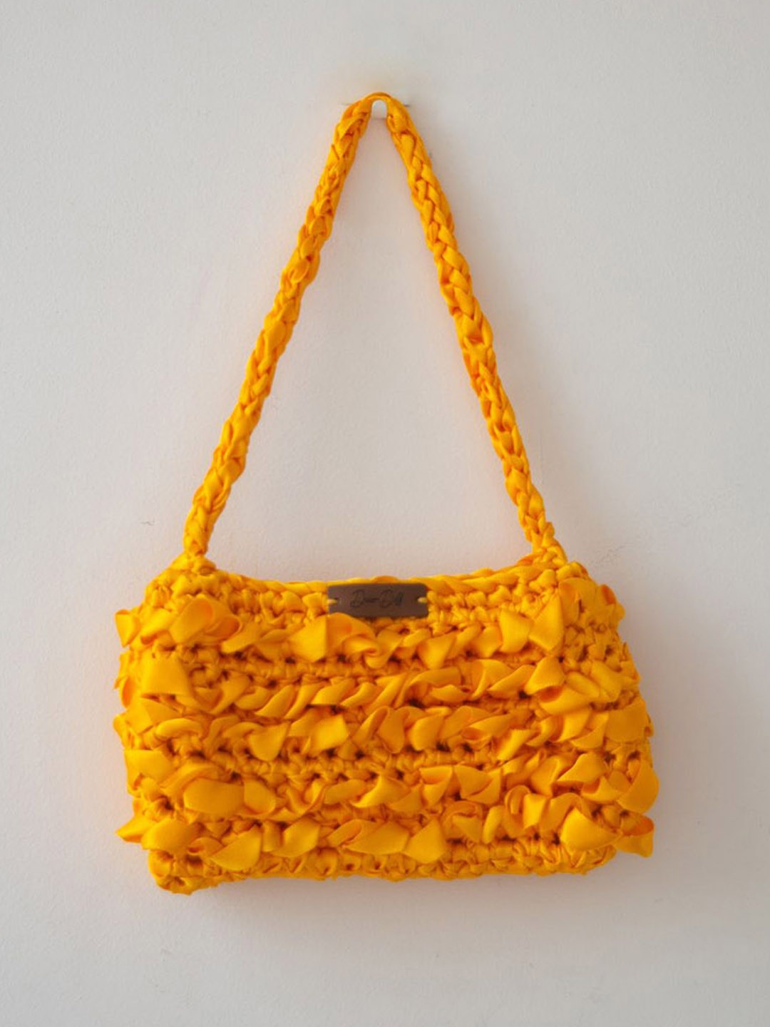 DECORDILL Embellished Structured Tote Bag with Tasselled, Yellow