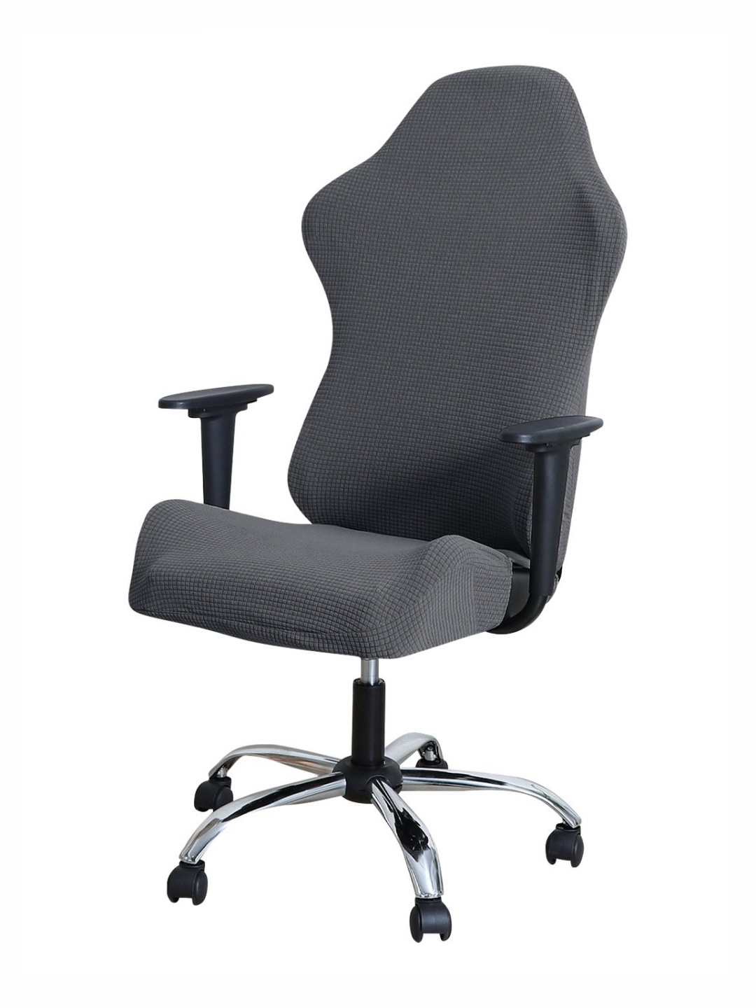 

HOKIPO Dark Grey Textured Stretchable Elastic Jacquard Computer Rotating Chair Chair Cover