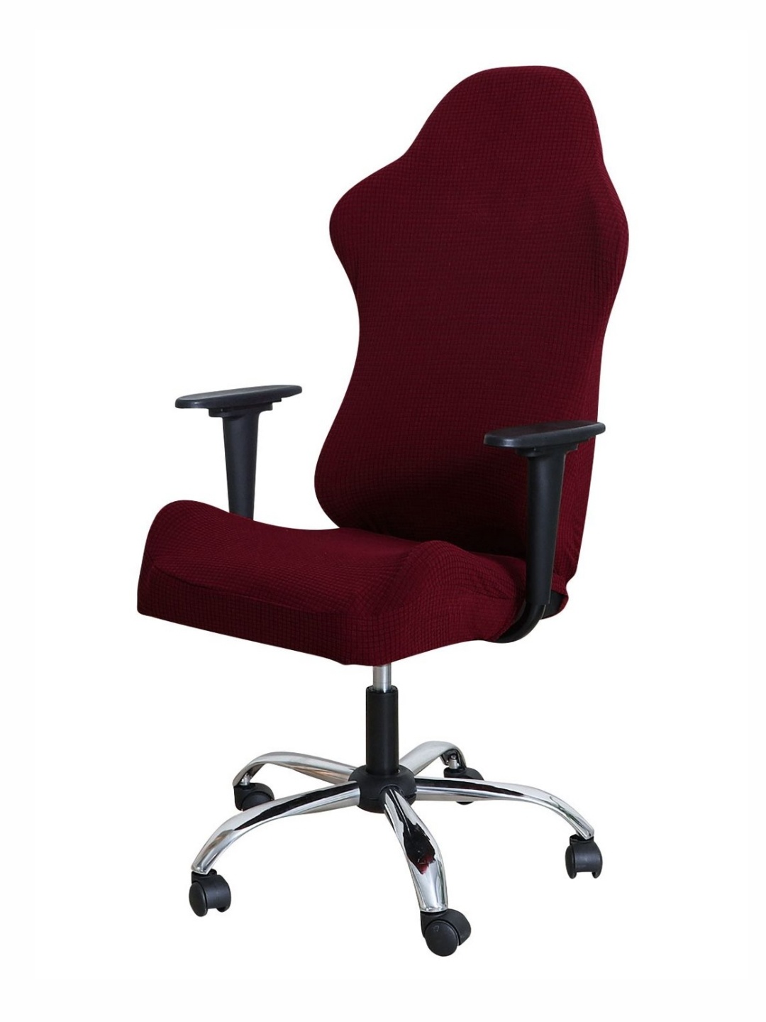 

HOKIPO Burgundy Self Design Stretchable Rotating Chair Seat Cover