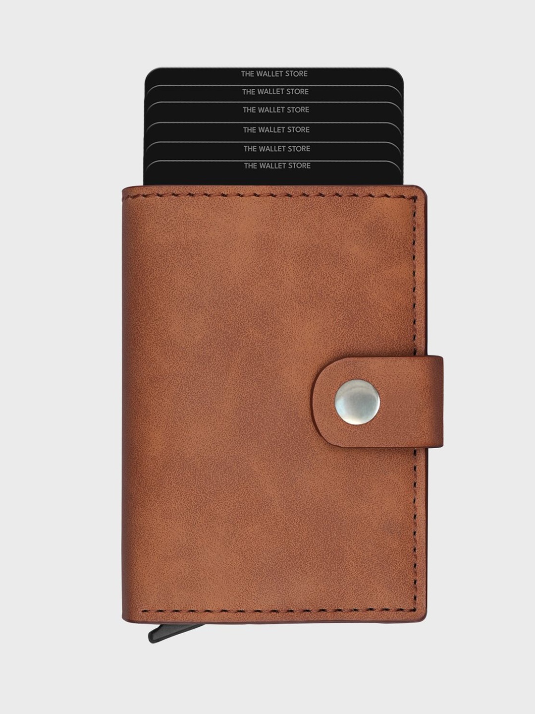 

The Wallet Store Men Textured Leather Two Fold Wallet With RFID Features, Tan