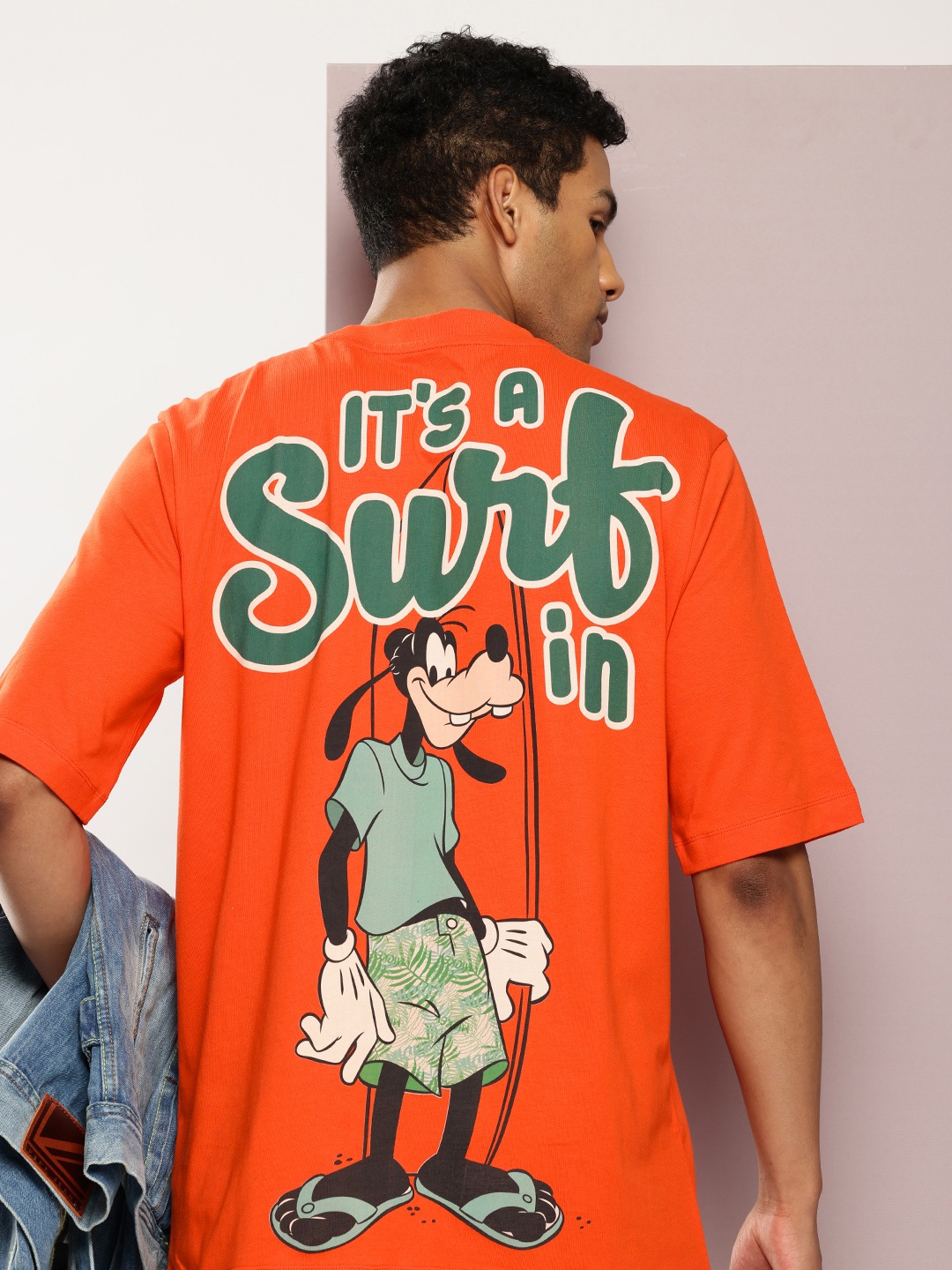 

Kook N Keech Men Disney Printed Oversized Pure Cotton T-shirt, Orange
