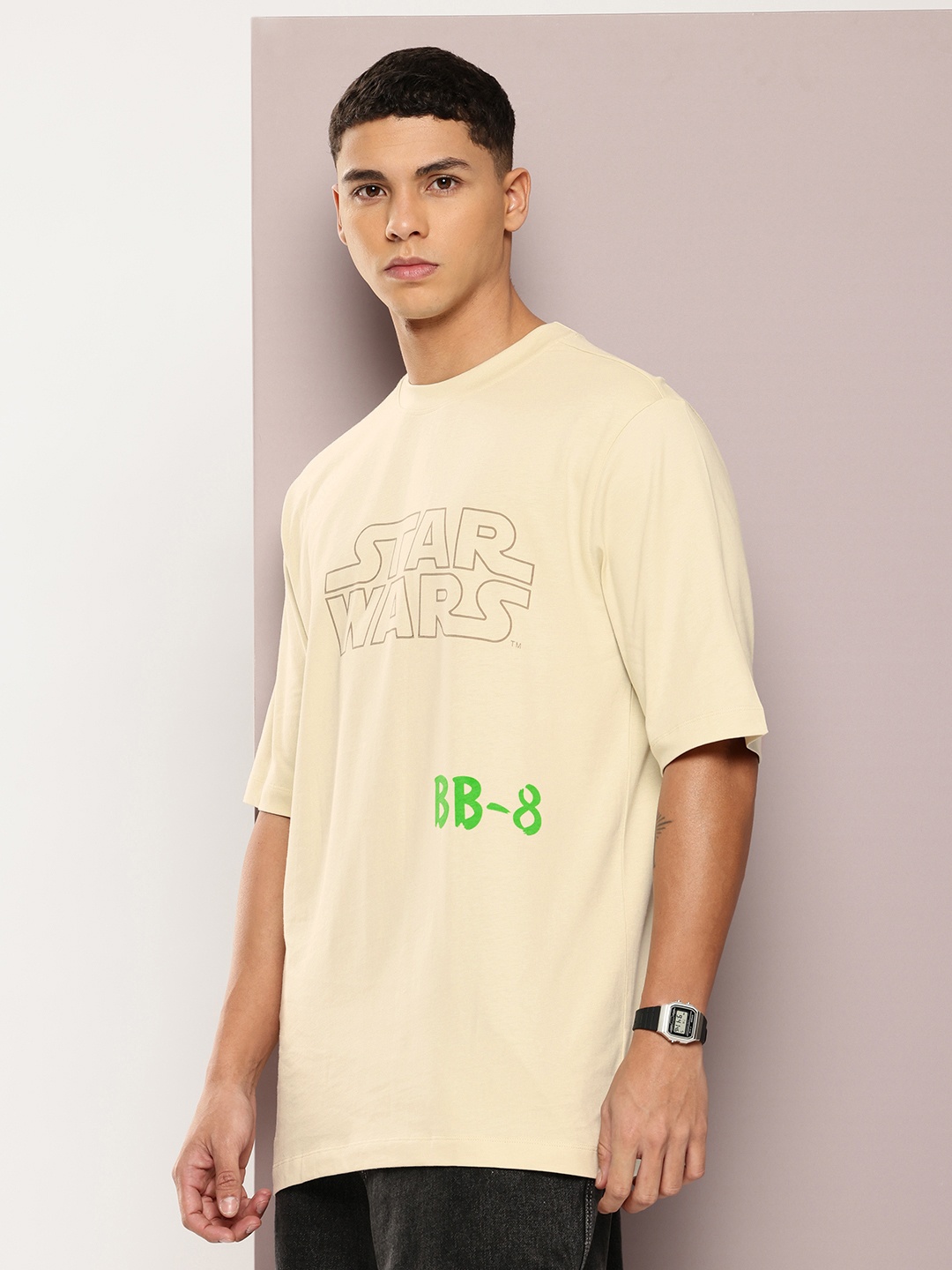 

Kook N Keech Men Typography Star Wars Printed Pure Cotton T-shirt, Beige