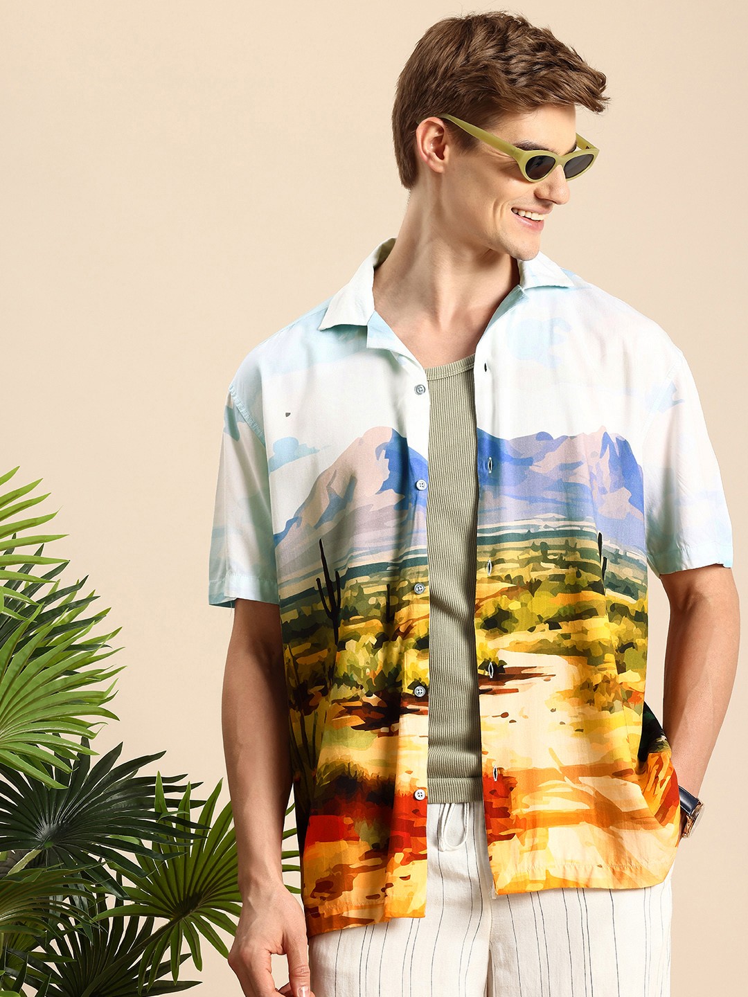 

Mast & Harbour Men Relaxed Printed Cuban Collar Casual Shirt, Multi