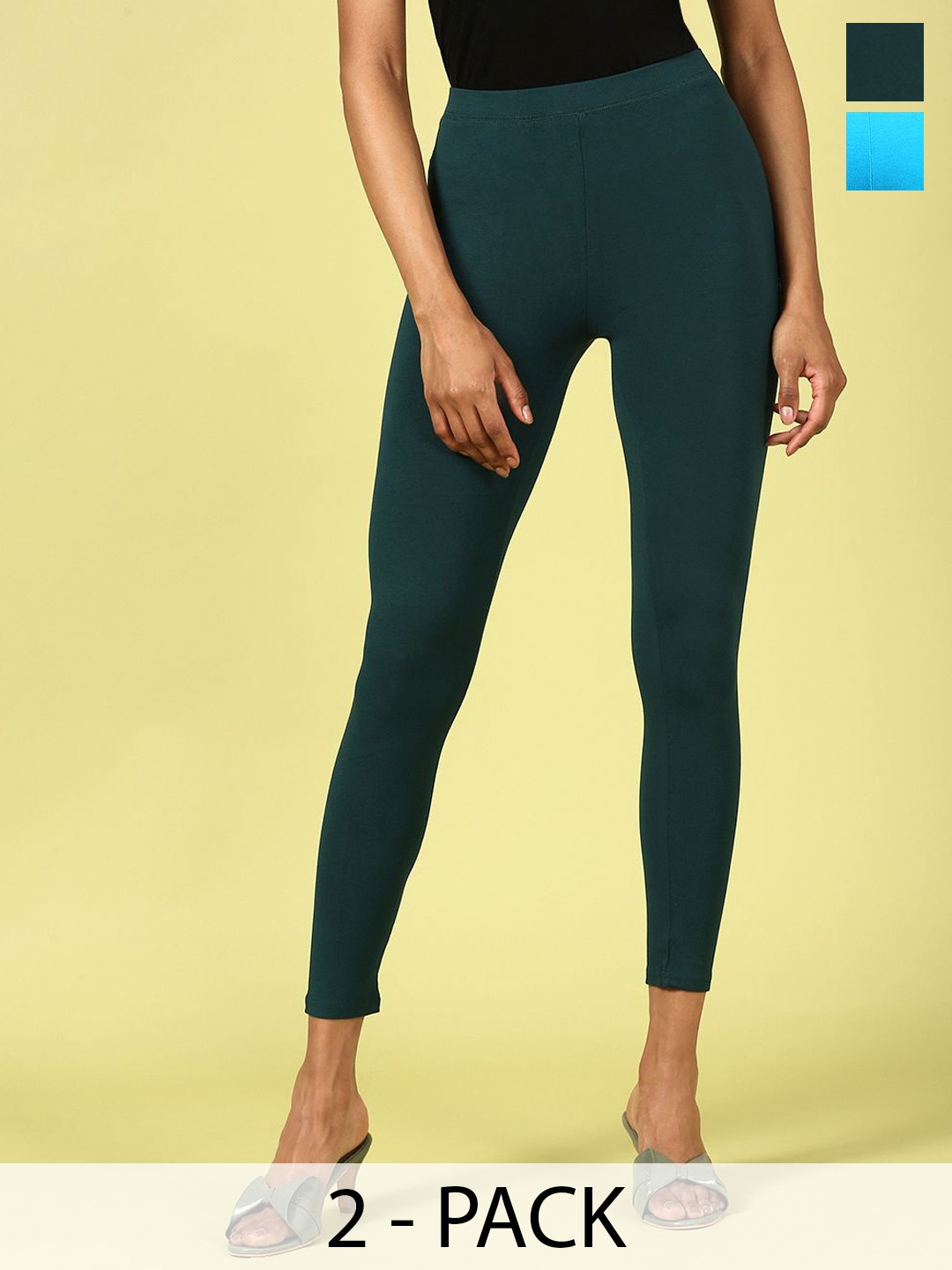 

De Moza Pack Of 2 Ankle Length Leggings, Green