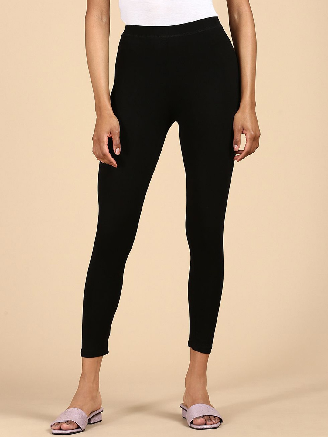

De Moza Pack Of 2 Solid Ankle Length Leggings, Black