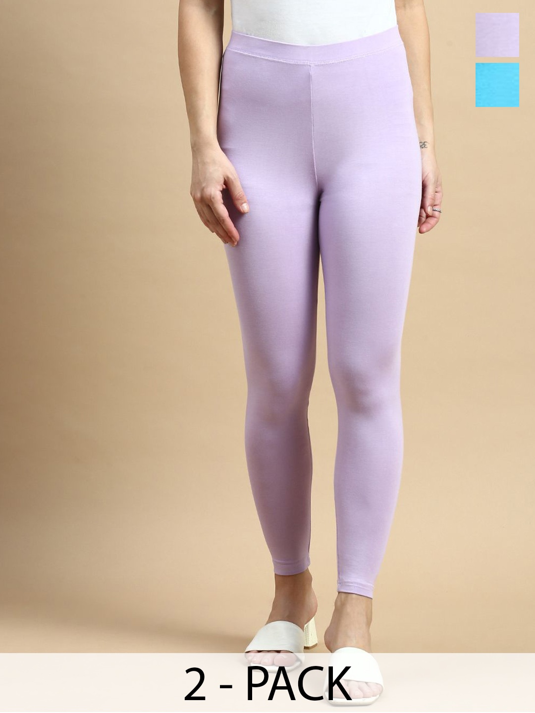 

De Moza Pack Of 2 Ankle Length Leggings, Blue