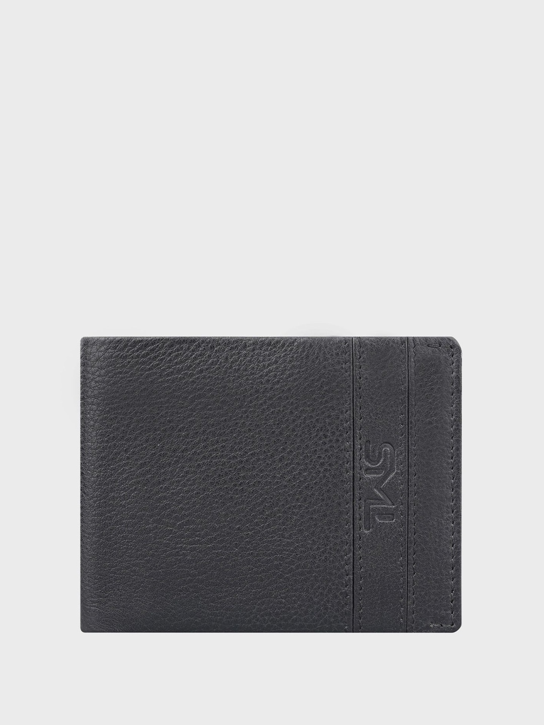 

The Wallet Store Men Textured Leather Two Fold Wallet, Grey