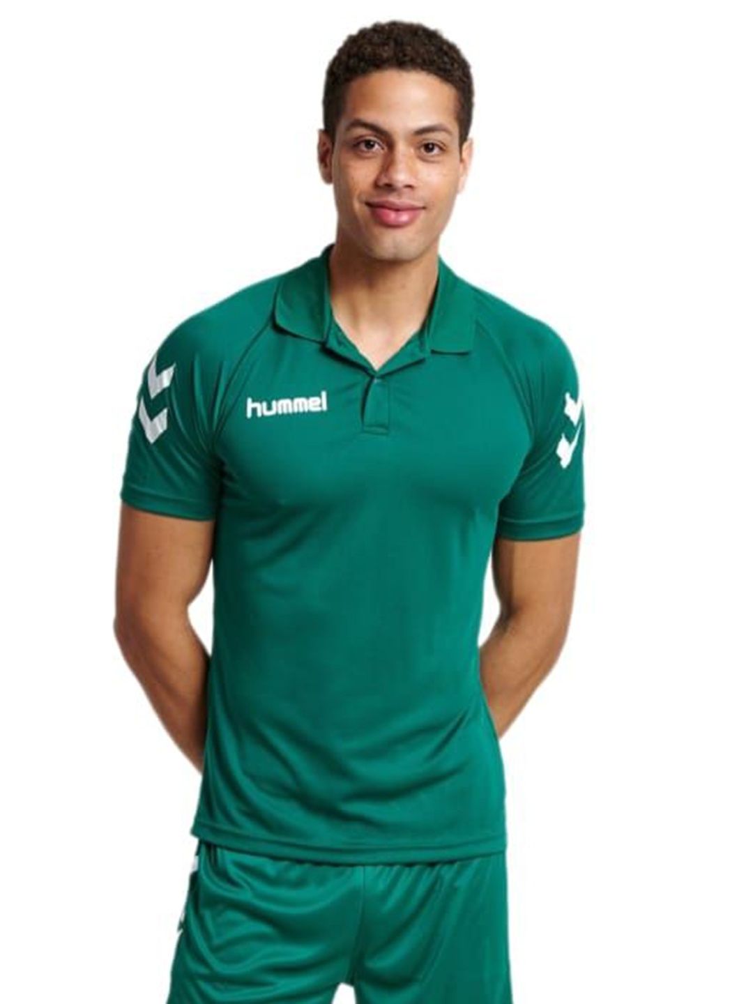 

hummel Men Polo Collar Applique T-shirt, Green