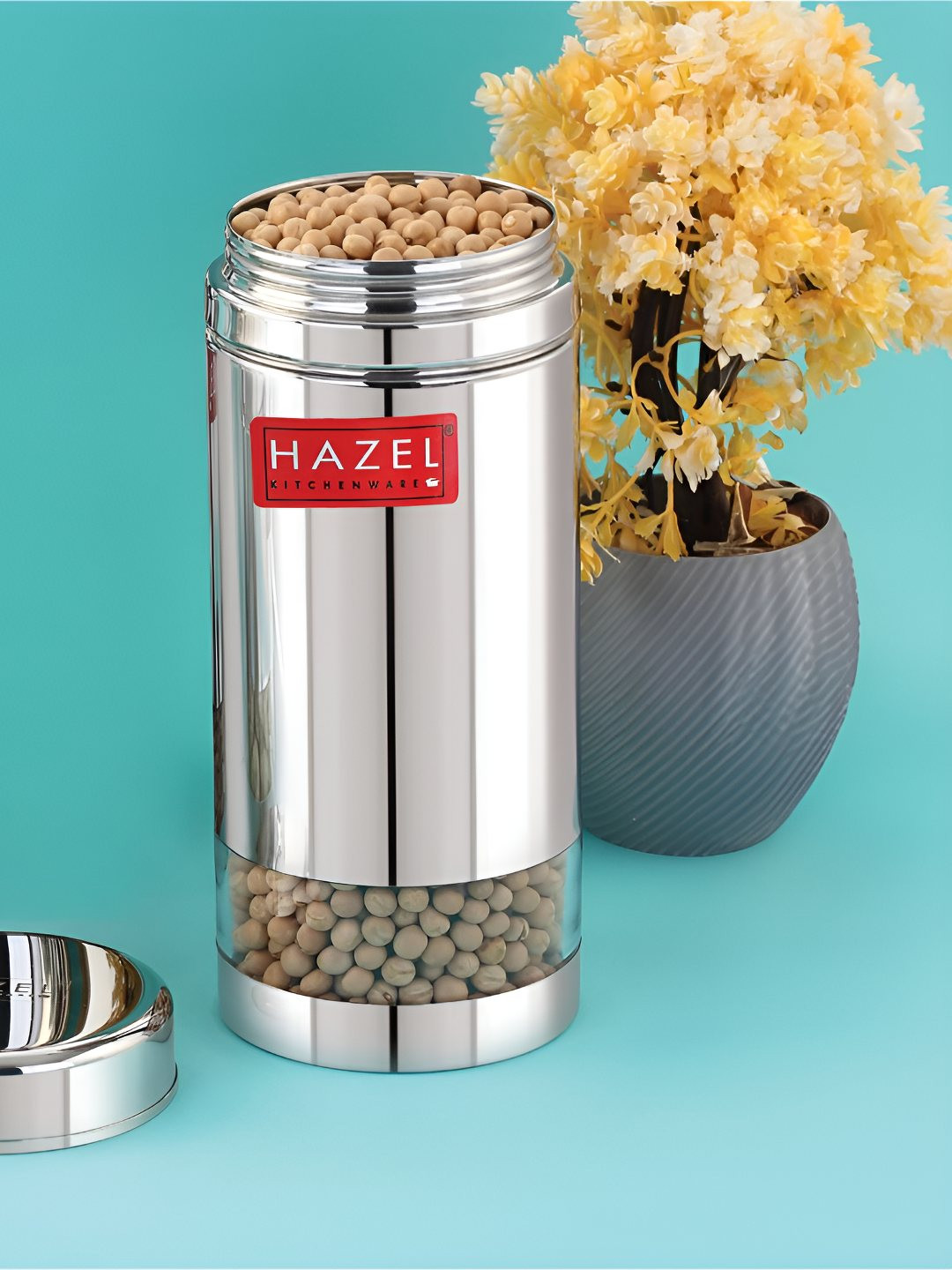 

HAZEL Silver & Transparent Stainless Steel Storage Containers- 950 ml