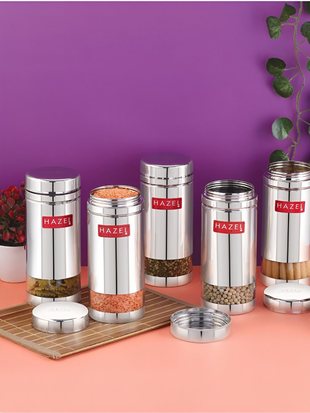 

HAZEL Stainless Steel 6 Pieces Storage Containers- 950ml, Silver