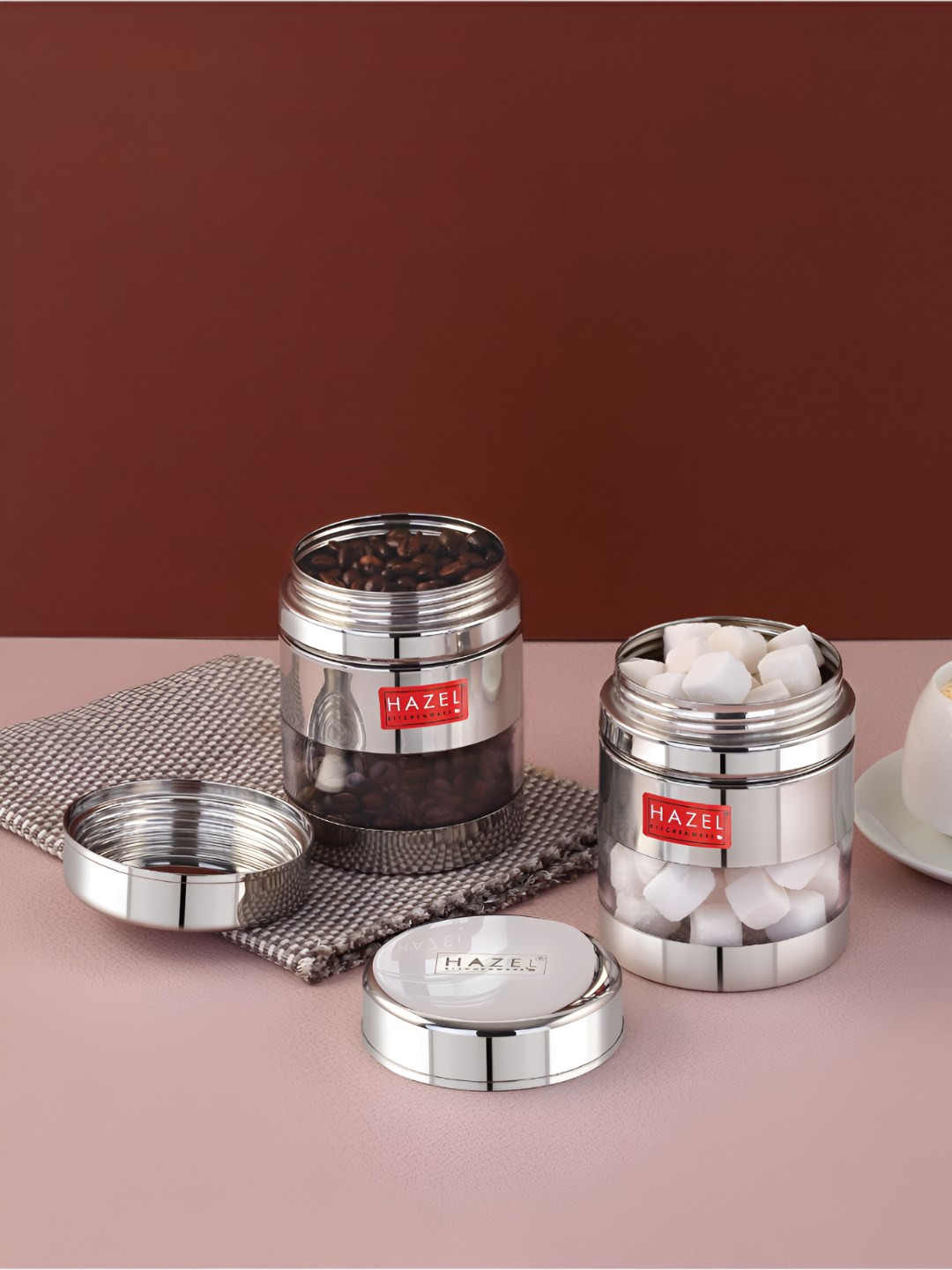 

HAZEL Silver & Transparent 2 Pieces Stainless Steel Storage Containers-400ml