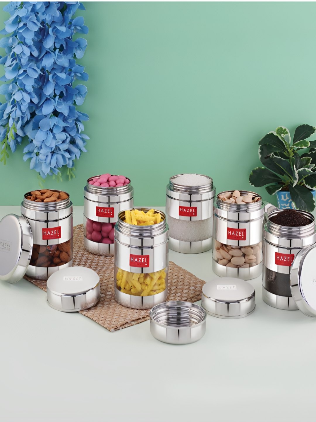 

HAZEL Grey & Transparent 6 Pieces Stainless Steel Storage Container- 400 ml, Silver