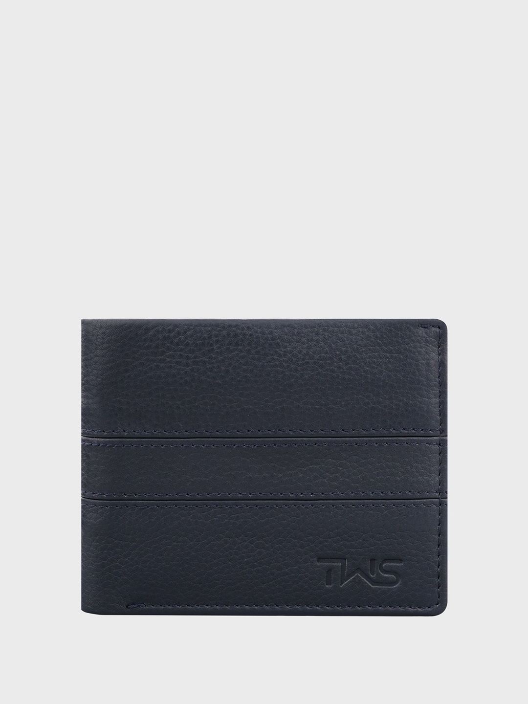 

The Wallet Store Men Textured Leather Two Fold Wallet, Grey