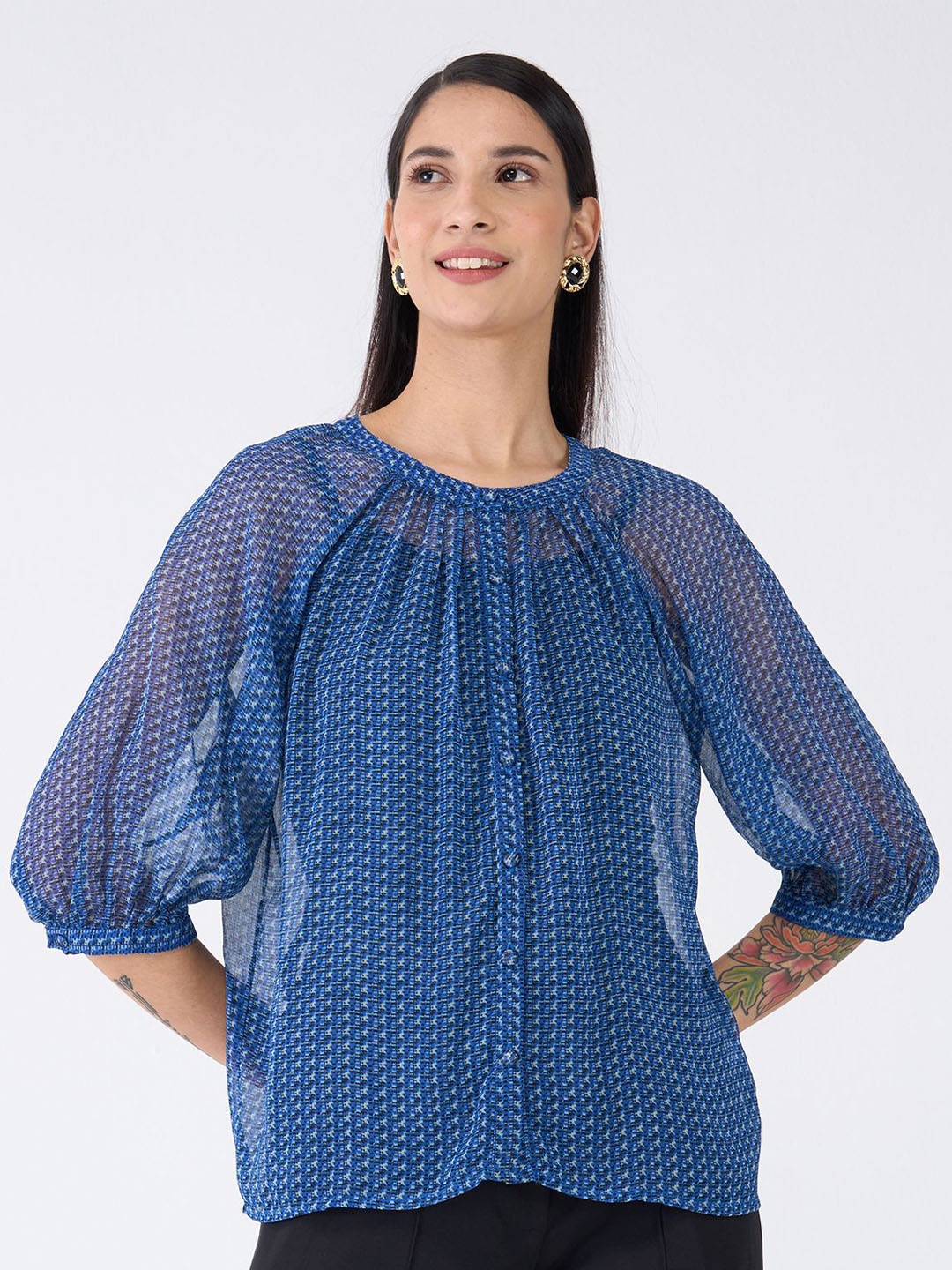 

SALT ATTIRE Puff Sleeve Top, Multi