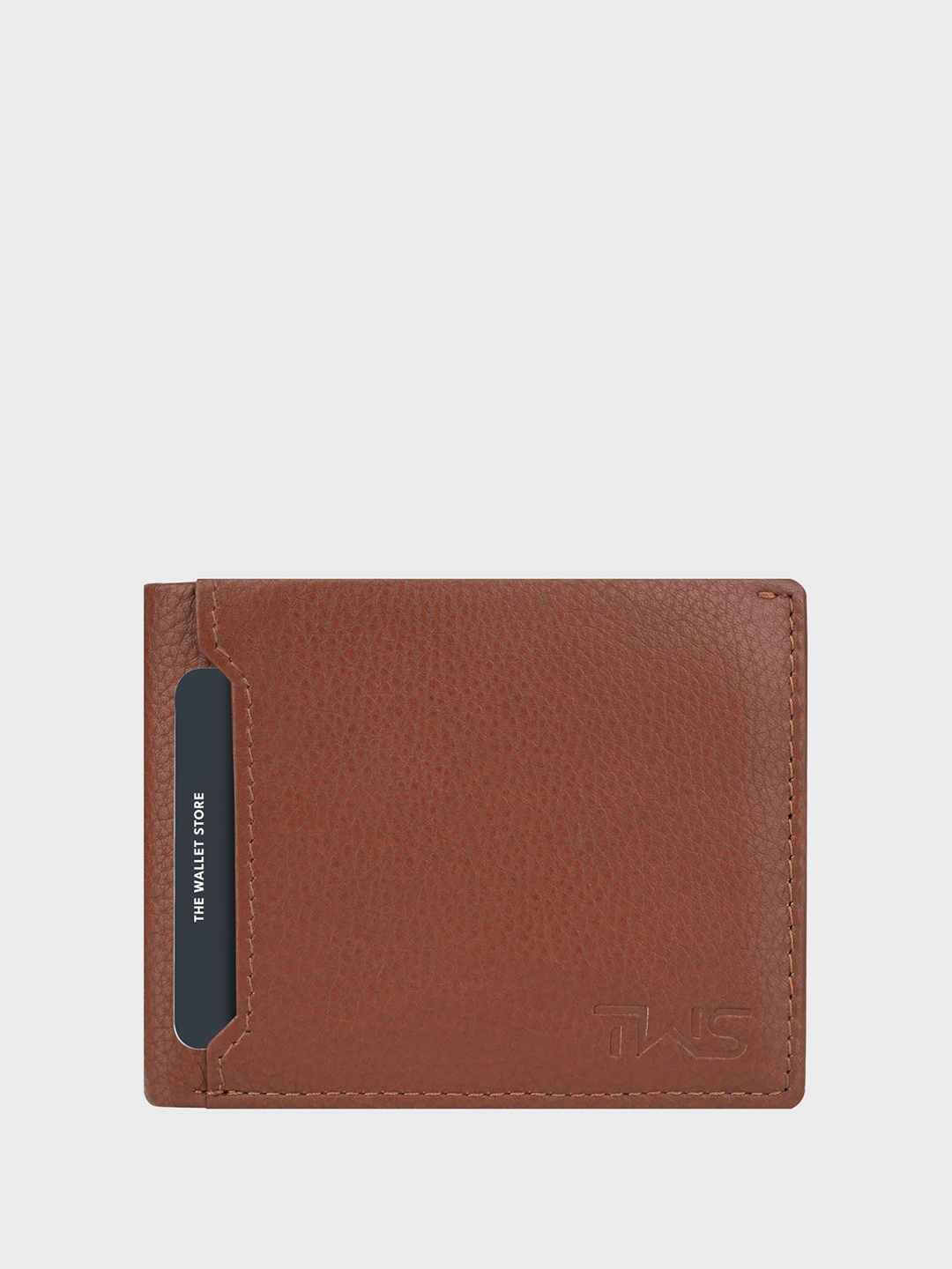 

The Wallet Store Men Textured Leather Two Fold Wallet, Tan