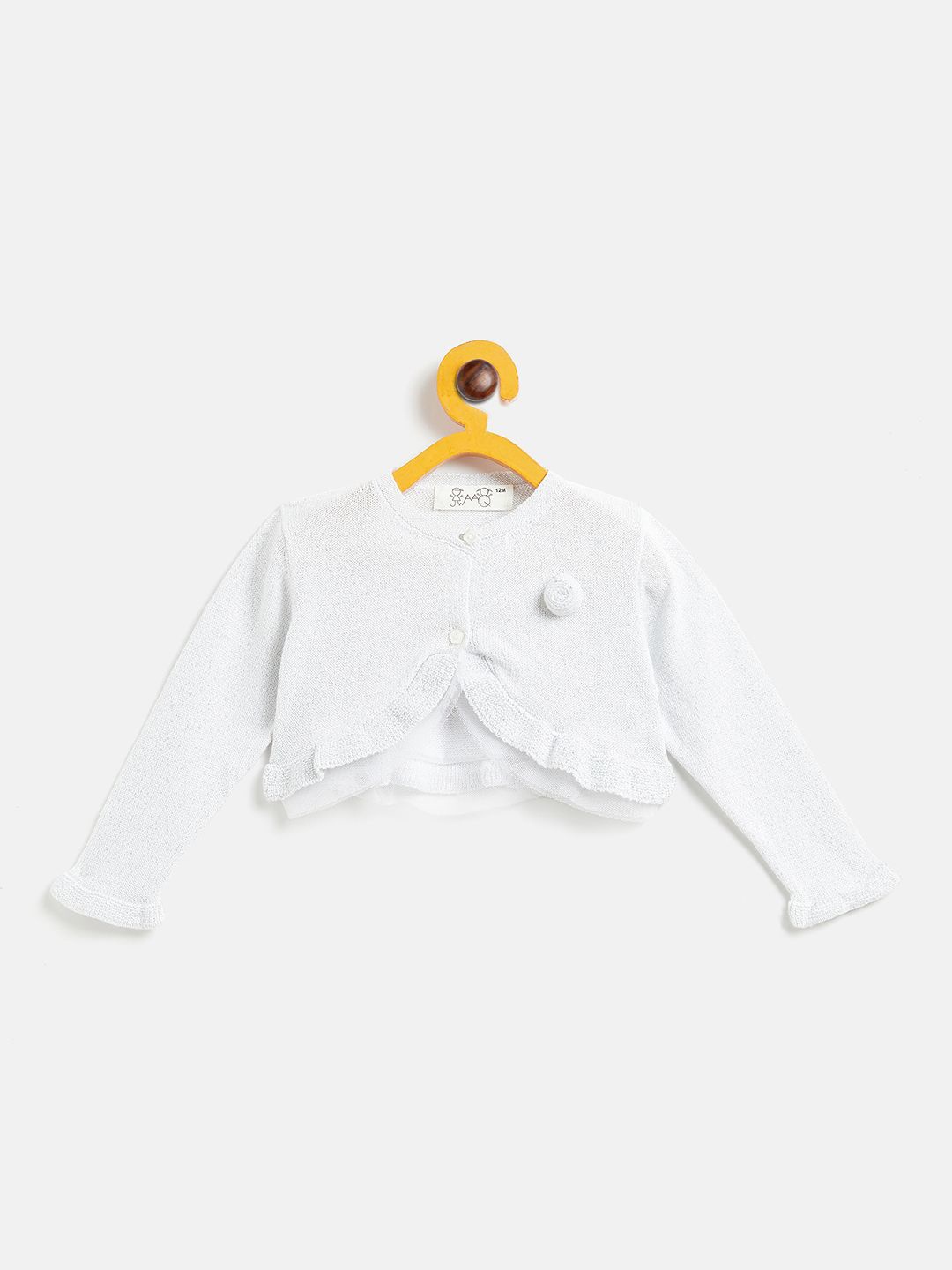 

JWAAQ Girls Pure Cotton Open Front Shrug, White