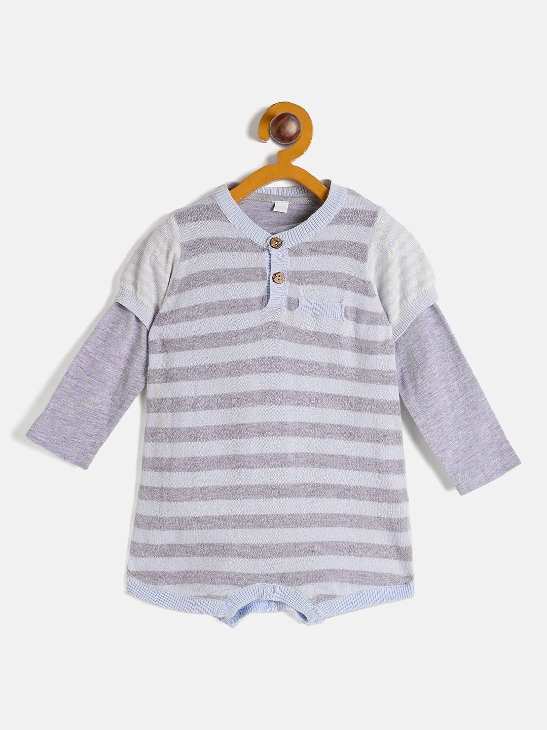 

JWAAQ Infant 2Pcs Striped Pure Cotton Romper, Blue