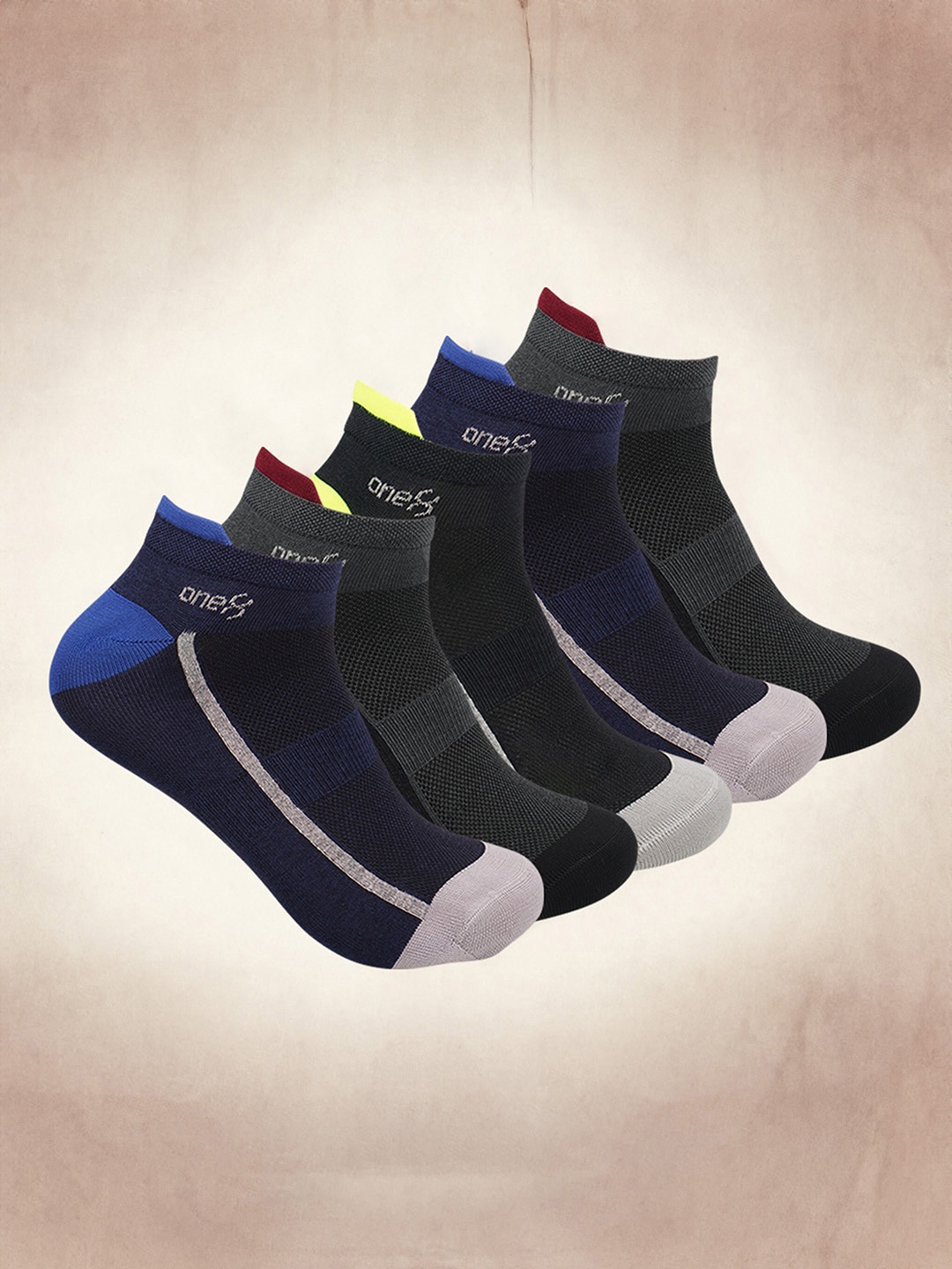 

One8 Pack Of 5 Assorted Ankle Length Socks, Black