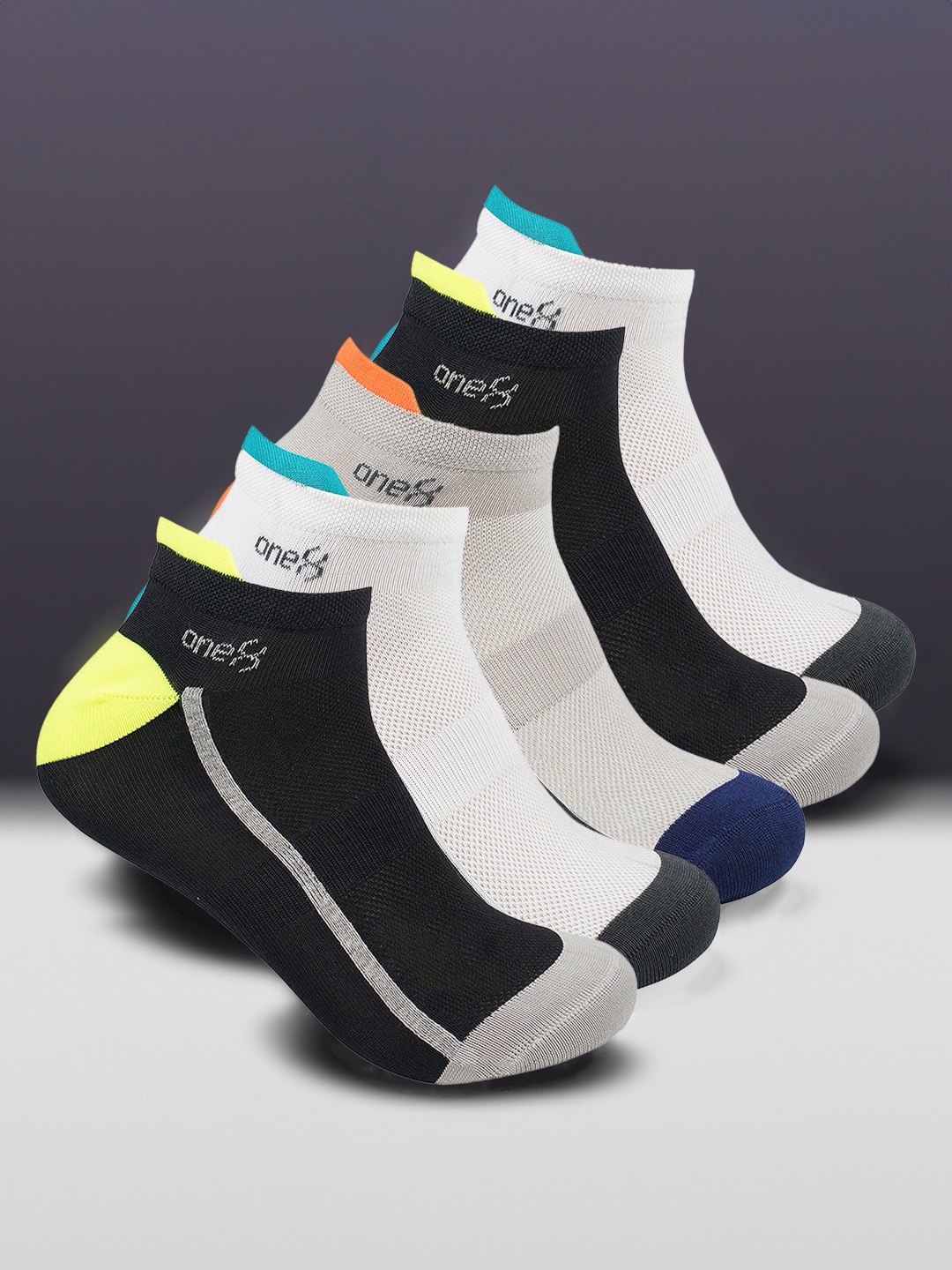 

One8 Pack Of 5 Assorted Ankle Length Socks, Black