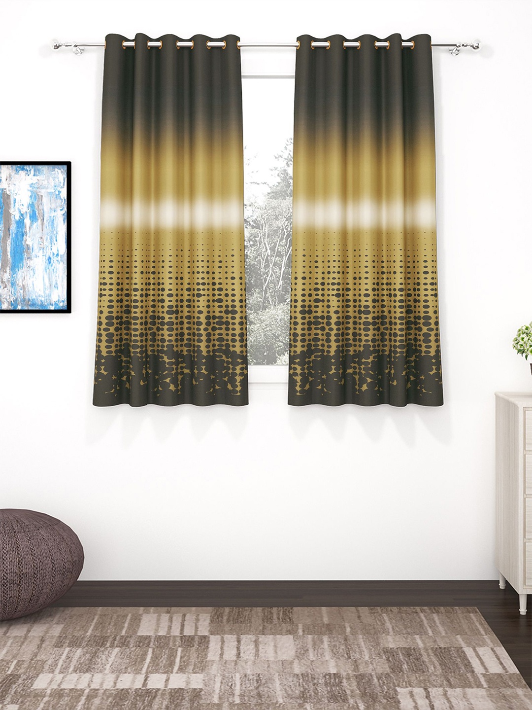 

Story@home Grey & Brown 2 Pieces Black Out Window Curtain