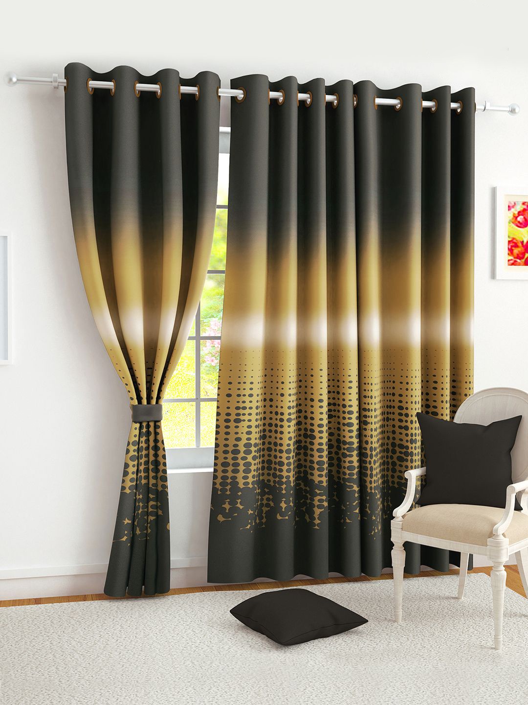 

Story@home Grey & Brown 2 Pieces Black Out Door Curtain