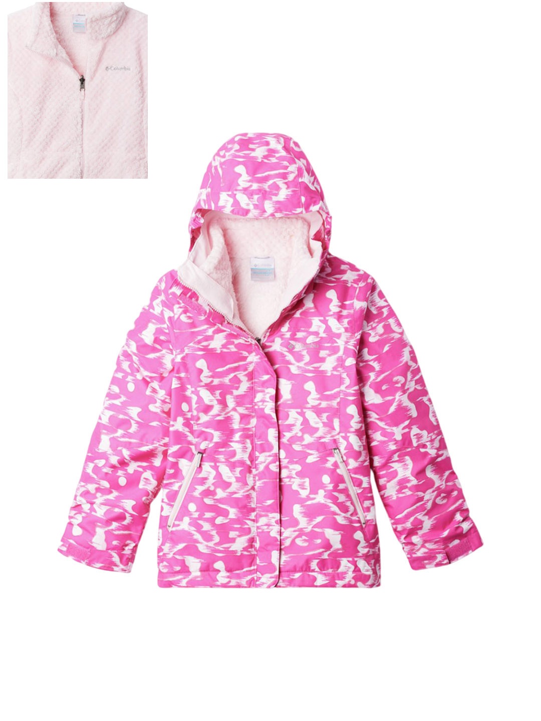 

Columbia Bugaboo iii Printed Fleece Interchange Girls Jackets, Pink