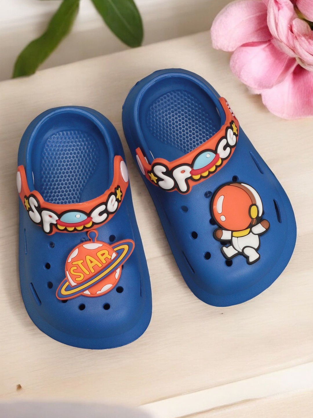 

Lil Lollipop Kids Space Astronaut Applique Anti-Slip Clogs, Navy blue