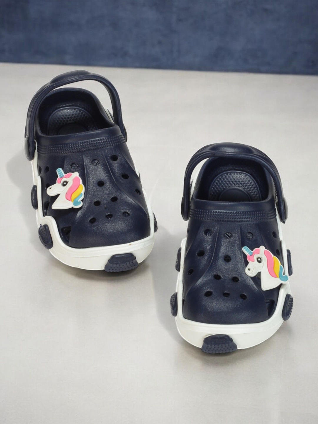

Lil Lollipop Infants Unicorn Applique Anti-Slip Clogs, Navy blue