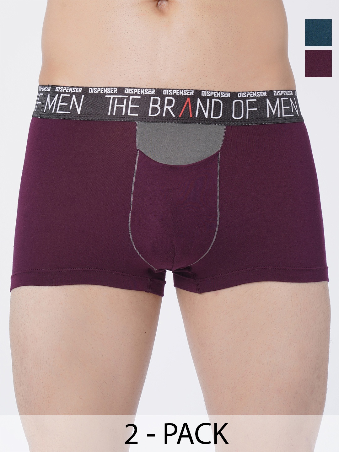 

DISPENSER Men Pack Of 2 Mid-Rise Trunks S4-Trunk-Airforce-Wine-M, Teal