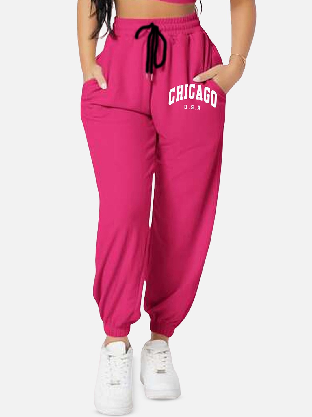 

TABADTOD Women Relaxed Mid-Rise Joggers Trousers, Pink