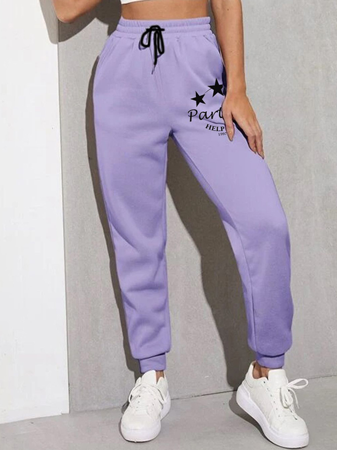 

TABADTOD Women Printed Relaxed Straight Fit Joggers, Purple
