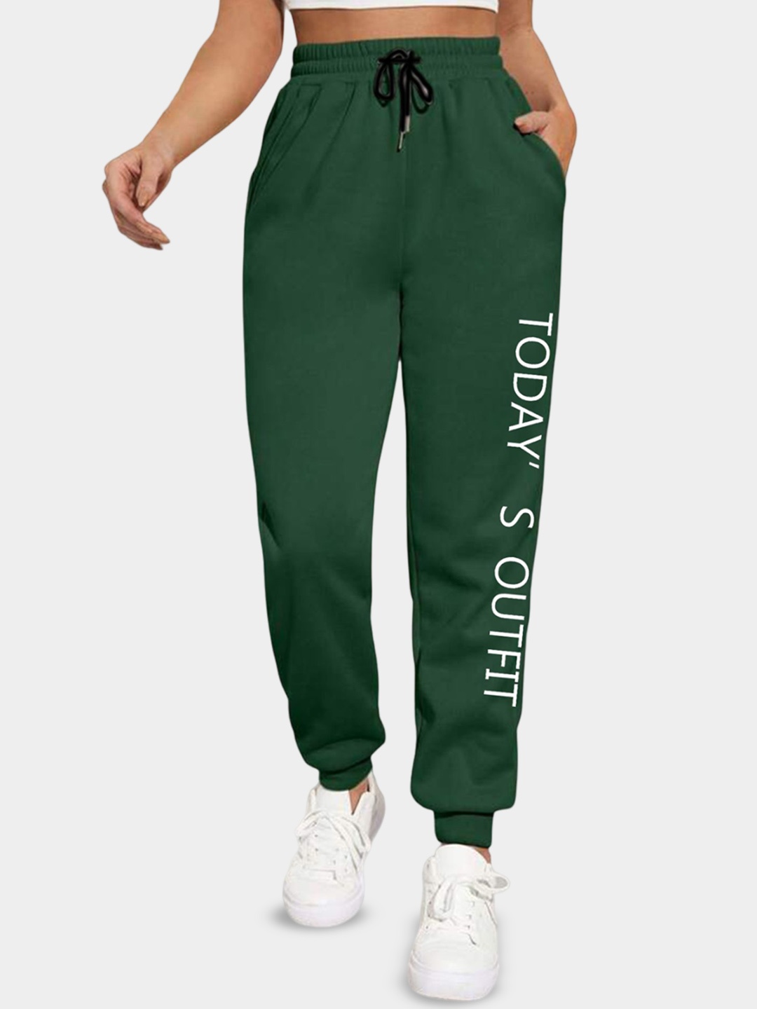 

TABADTOD Women Printed Relaxed High-Rise Joggers Trousers, Green