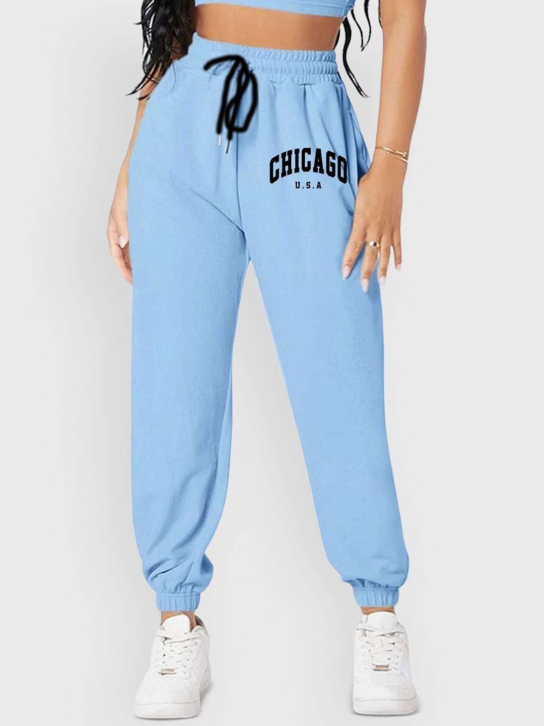 

TABADTOD Women Relaxed High-Rise Joggers Trousers, Blue