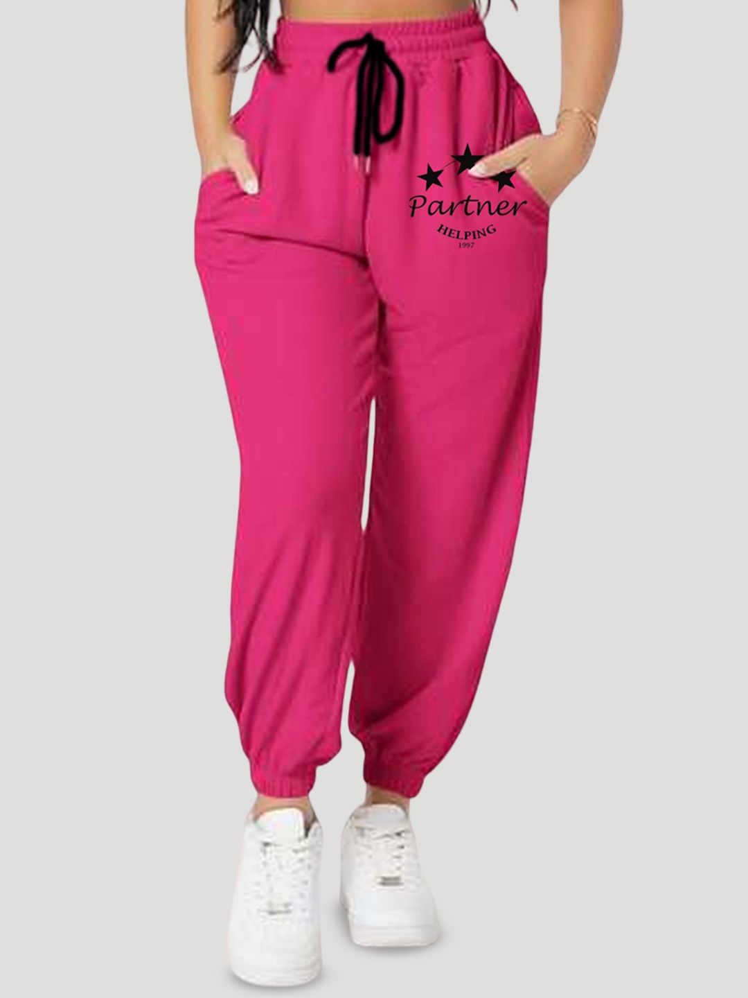 

TABADTOD Women Relaxed High-Rise Joggers Trousers, Pink