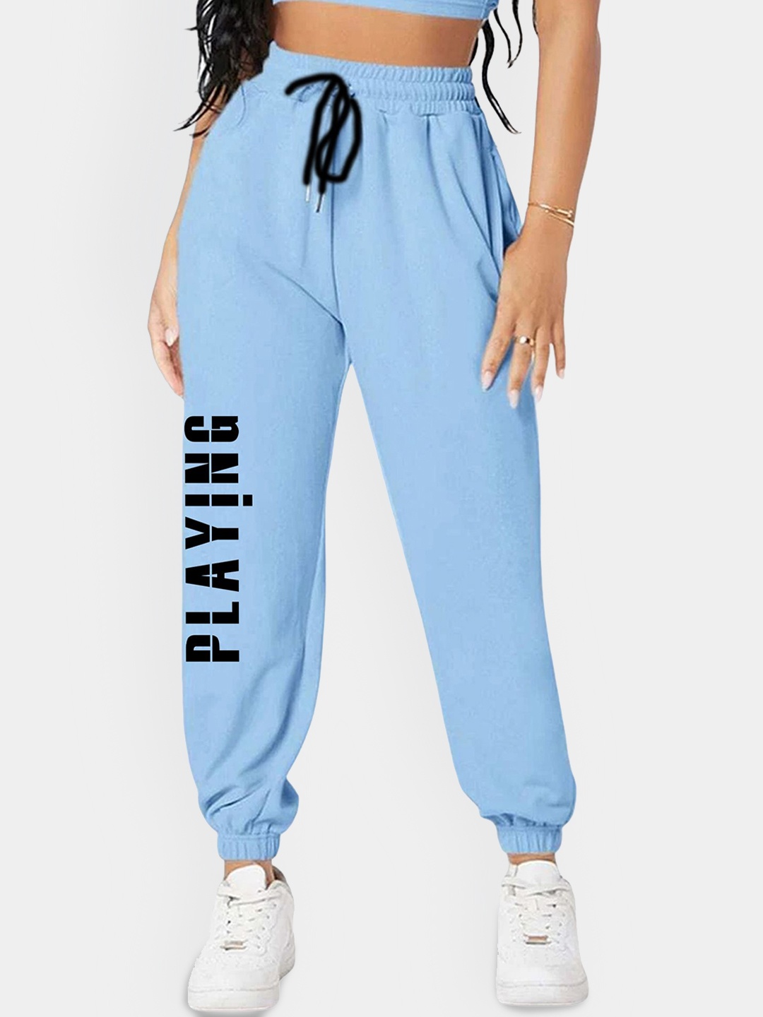 

TABADTOD Women Printed Relaxed Regular Fit Mid Rise Joggers, Blue
