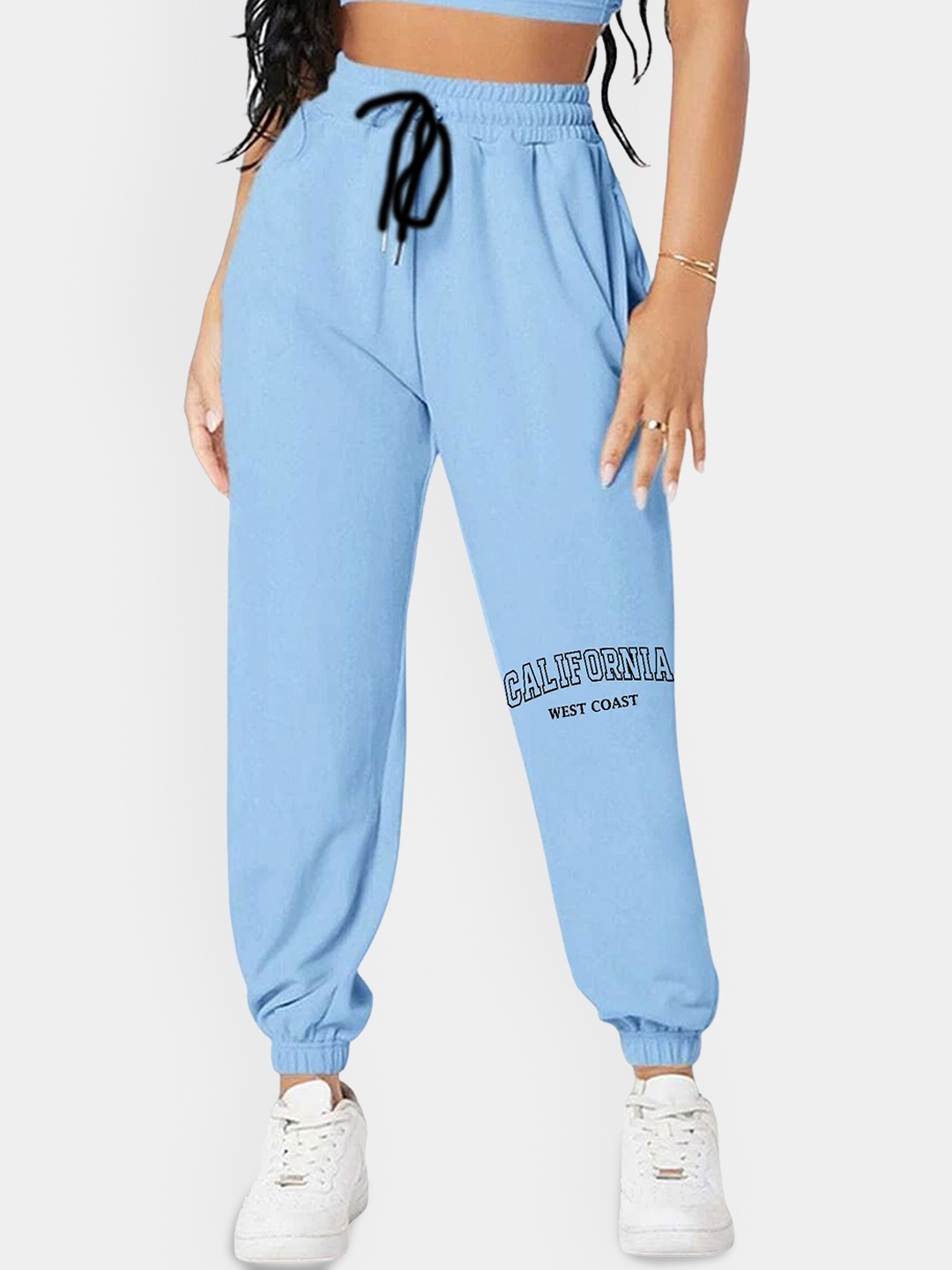 

TABADTOD Women Printed Relaxed Straight Fit Joggers, Blue